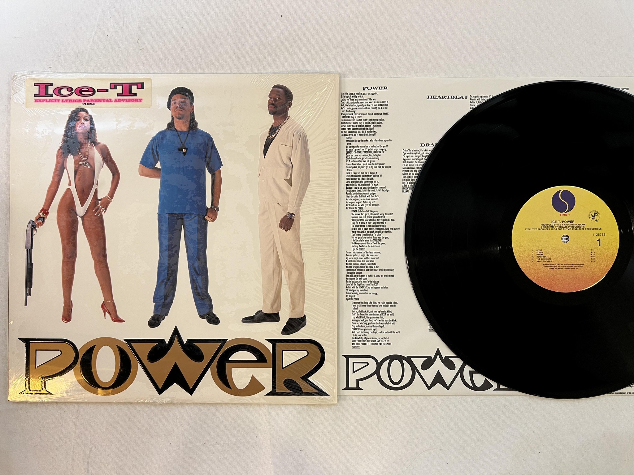 Omslagsbild för skivan ICE-T power LP -88 US SIRE 1-25765 w/ hype sticker