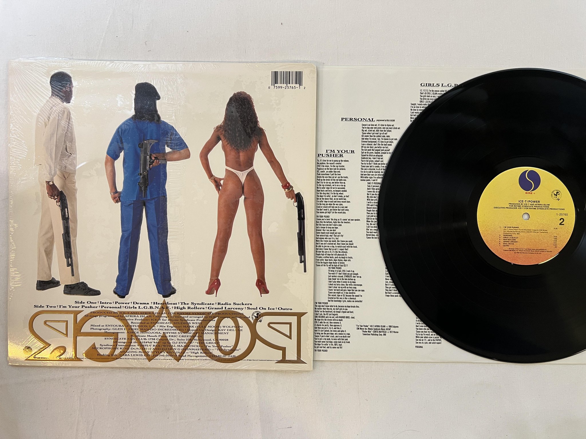 Omslagsbild för skivan ICE-T power LP -88 US SIRE 1-25765 w/ hype sticker