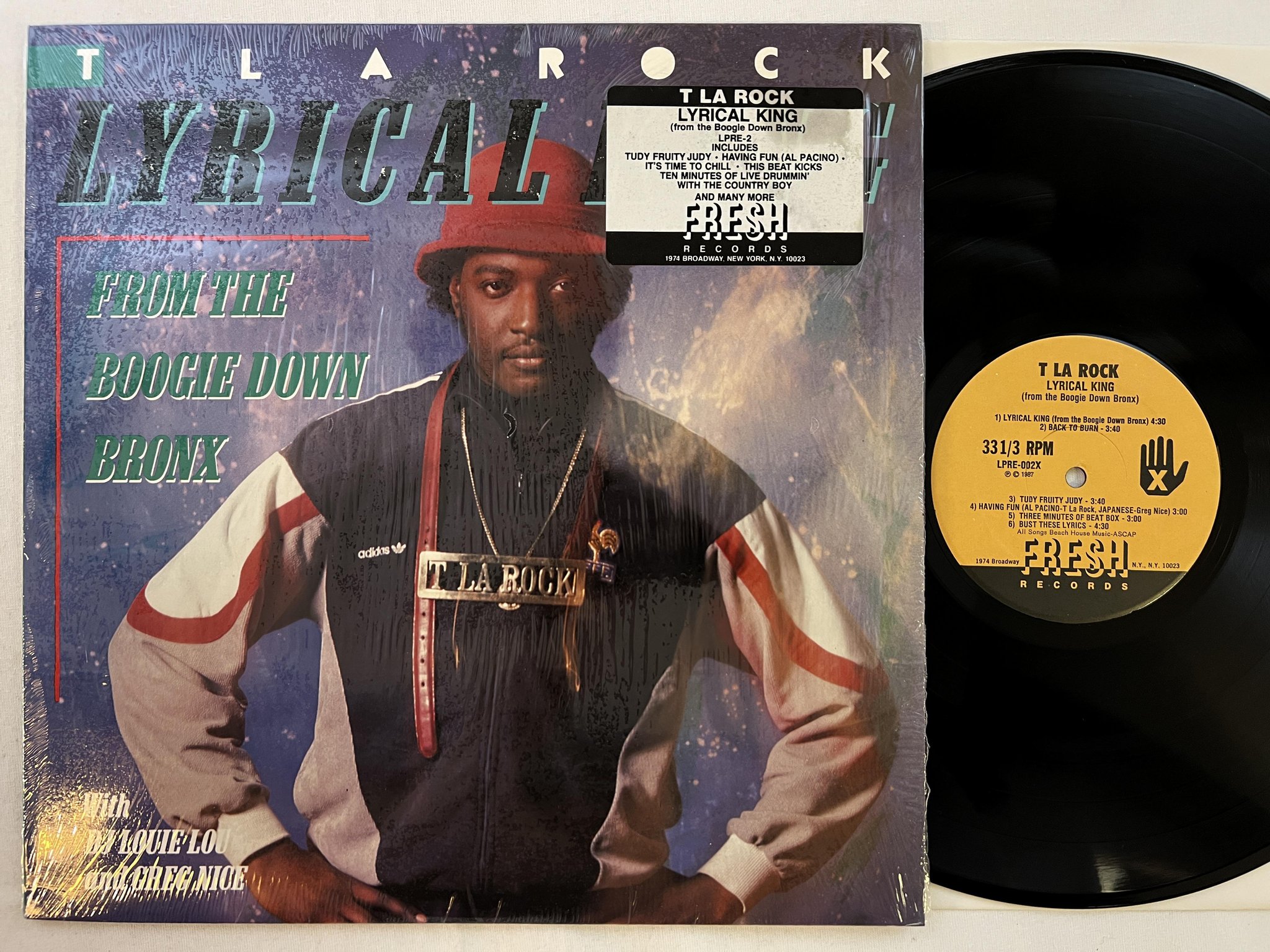 Omslagsbild för skivan T LA ROCK lyrical king LP -87 US FRESH LPRE-2Y w/ hype sticker