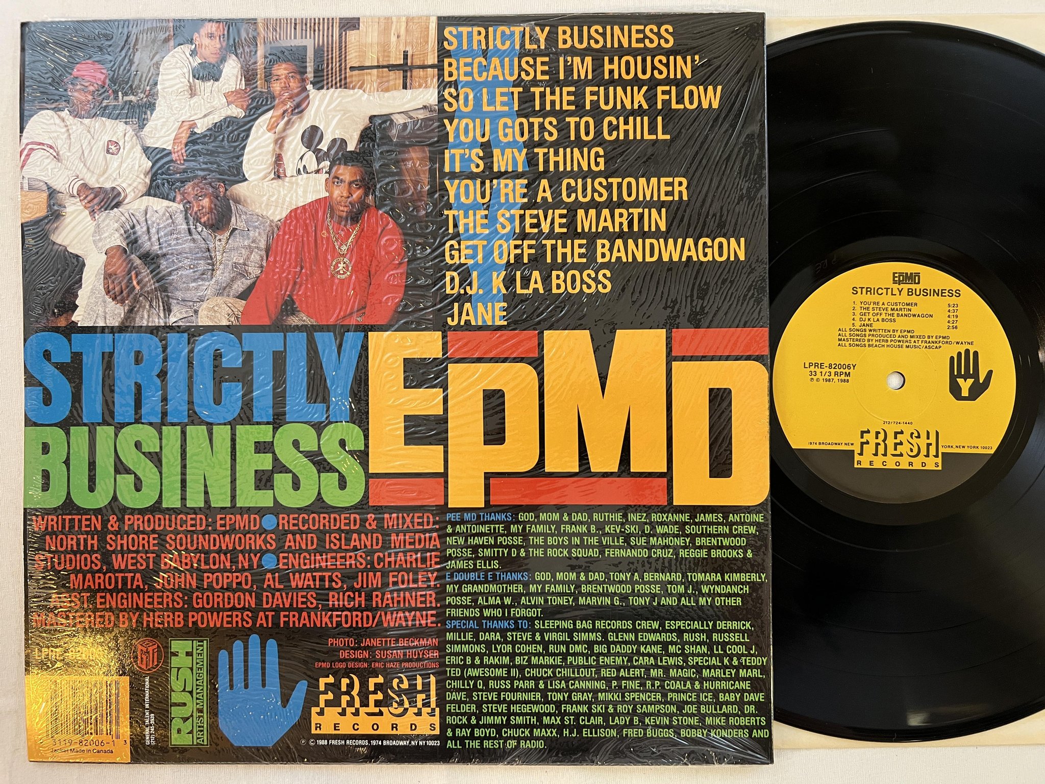 Omslagsbild för skivan EPMD strictly business LP -88 US FRESH LPRE 82006Y ** MASSIVE CLASSIC **