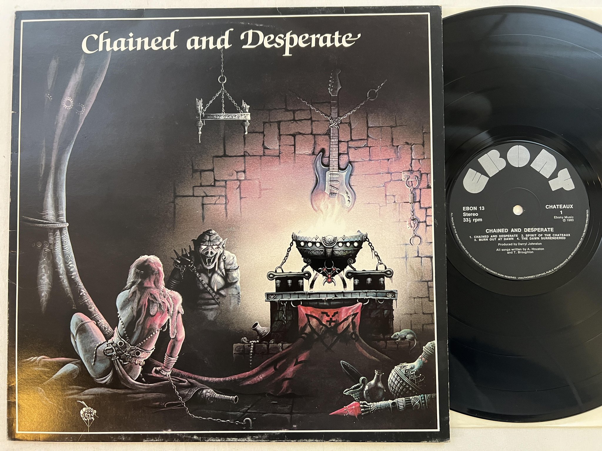 Omslagsbild för skivan CHATEAUX Chained And Desperate LP -83 UK EBONY EBON 13 metal