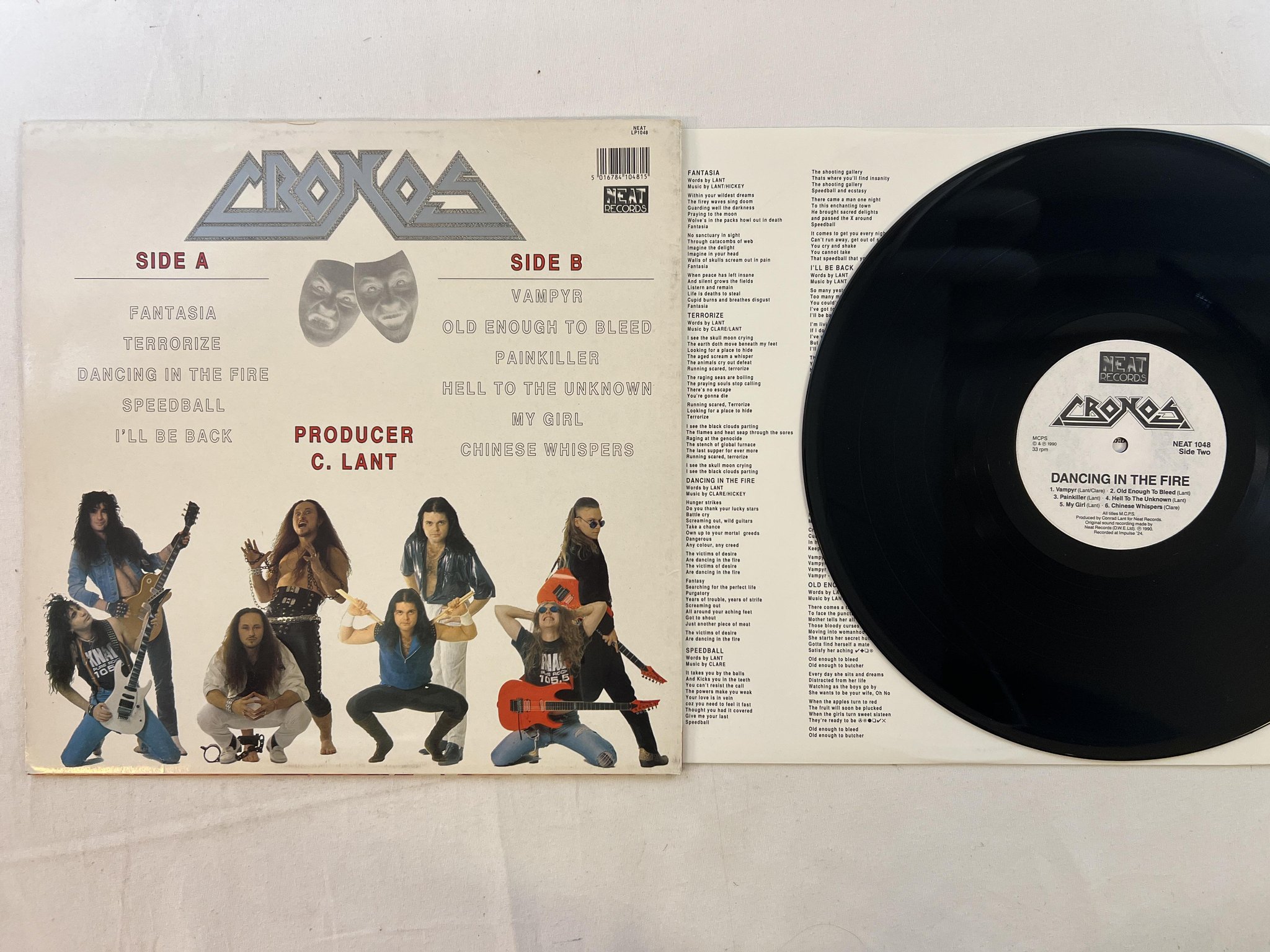 Omslagsbild för skivan CRONOS Dancing In The Fire LP -90 UK neat LP1048