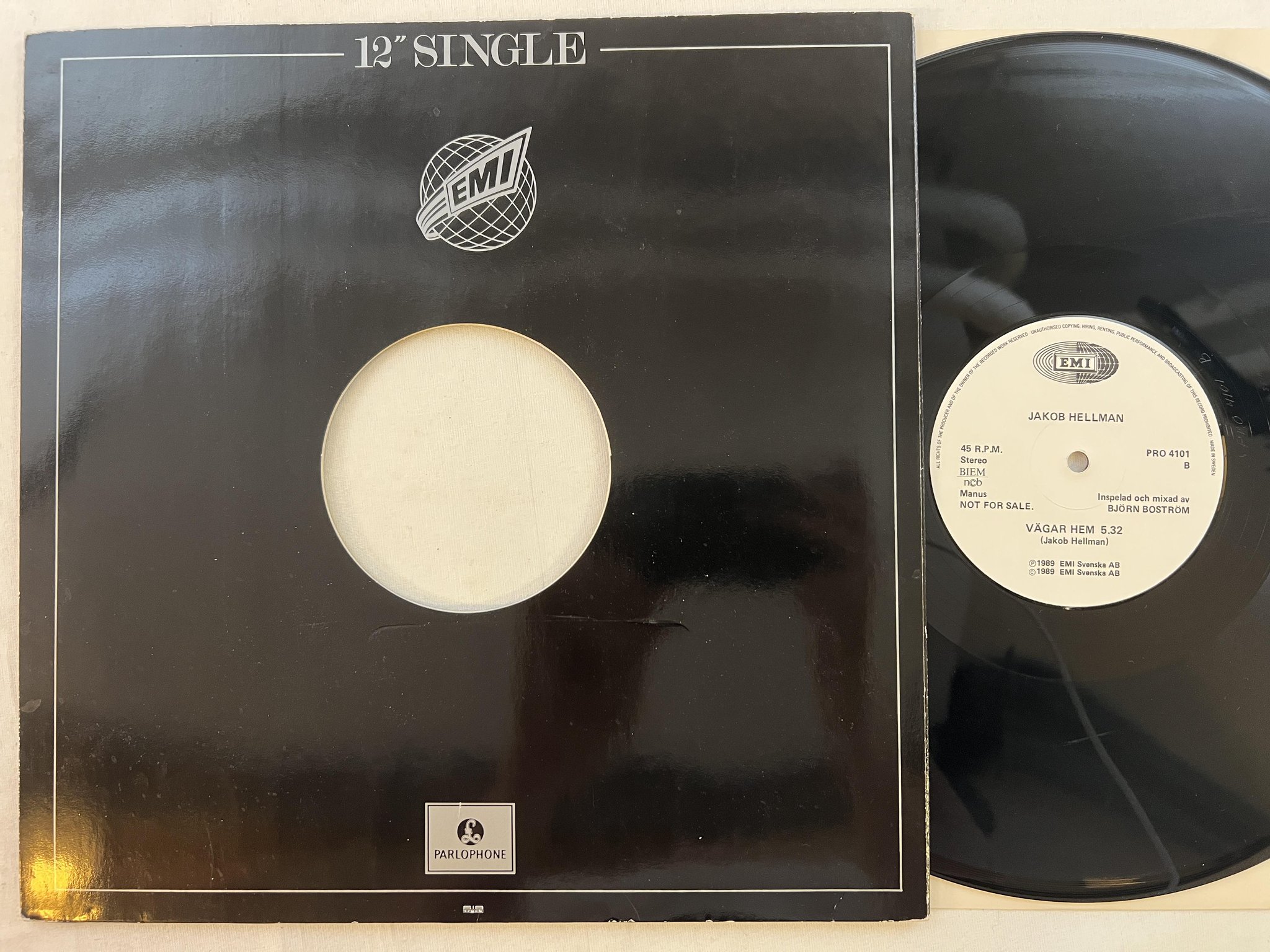 Omslagsbild för skivan JAKOB HELLMAN vara vänner 12"single -89 Swe EMI PRO 4101 ** rare **