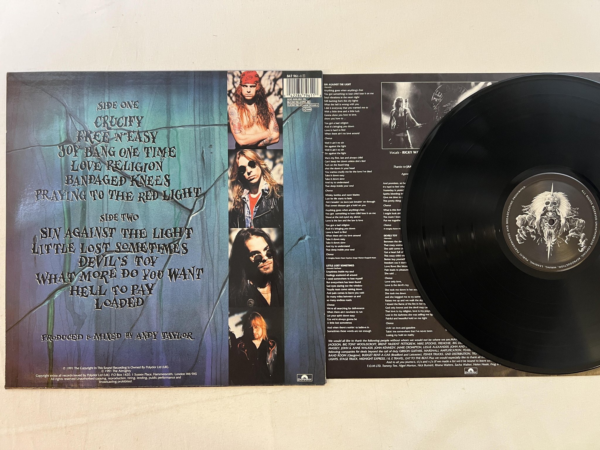 Omslagsbild för skivan THE ALMIGHTY Soul Destruction LP -91 EU POLYDOR 847 961-1