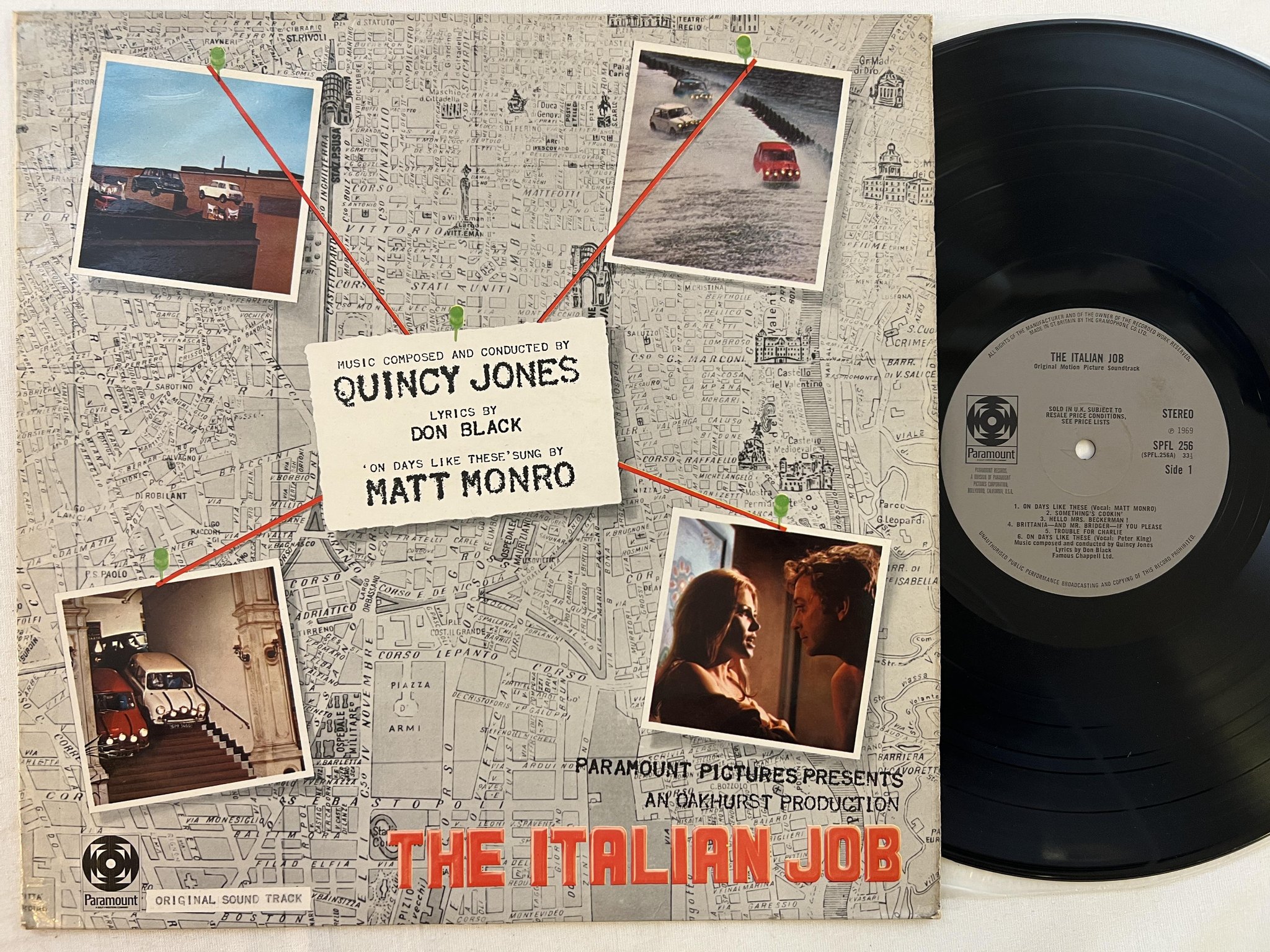 Omslagsbild för skivan QUINCY JONES the italian job LP -69 UK PARAMOUNT SPFL256 soundtrack ** RARE **
