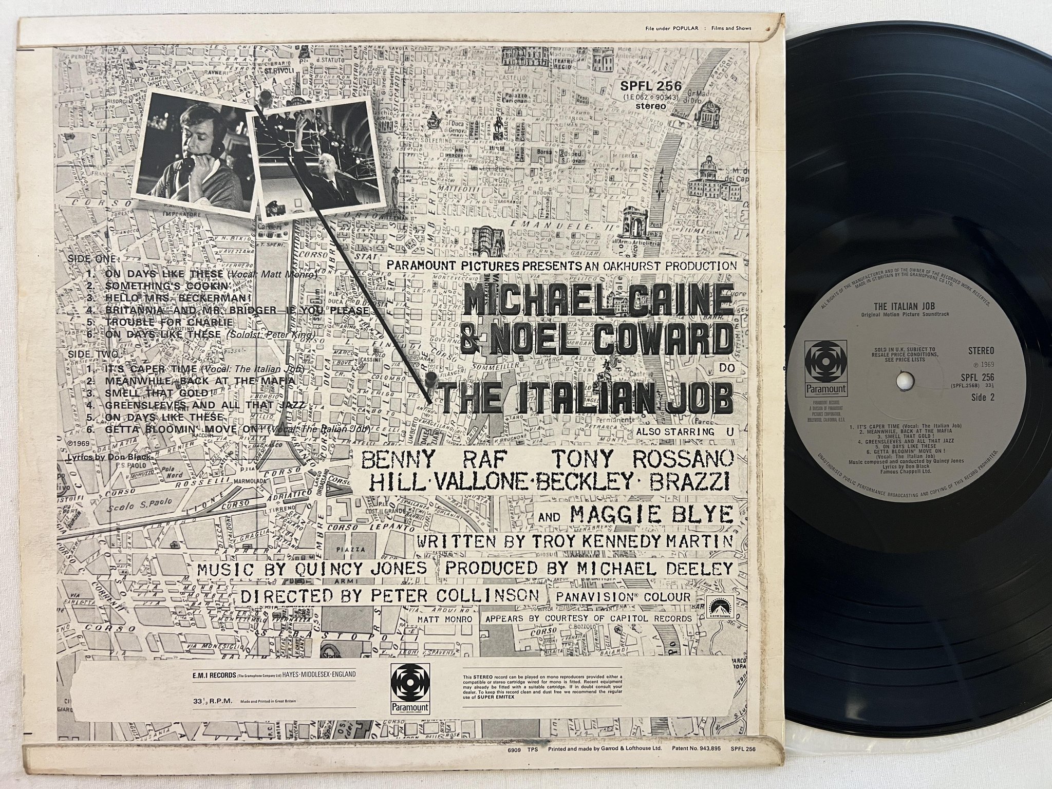 Omslagsbild för skivan QUINCY JONES the italian job LP -69 UK PARAMOUNT SPFL256 soundtrack ** RARE **