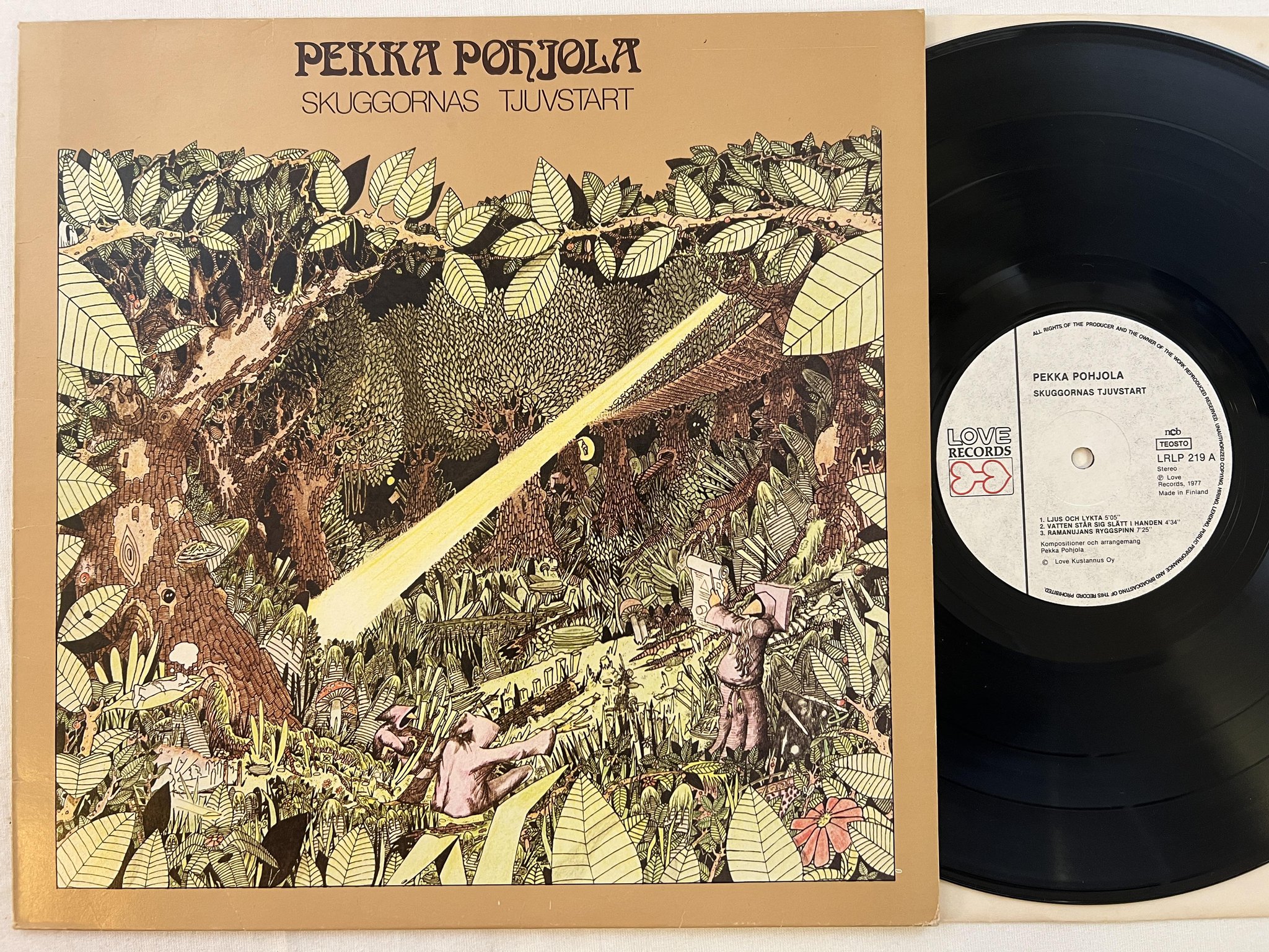 Omslagsbild för skivan PEKKA POHJOLA skuggornas tjuvstart LP -77 LOVE LRLP 219