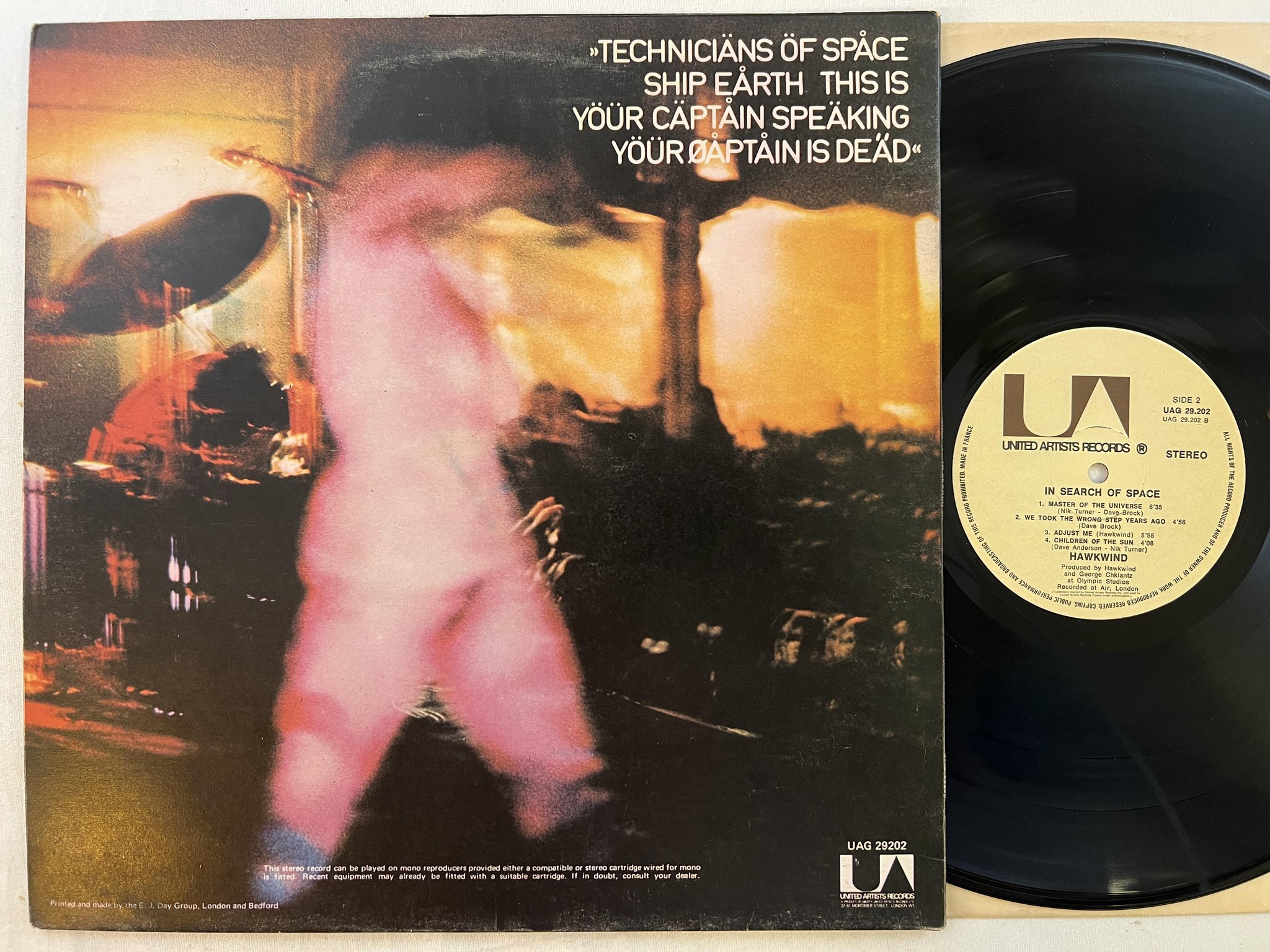 Omslagsbild för skivan HAWKWIND in search of space LP -71 Fra UNITED ARTISTS UAG 29202 * Gimmix Cover *