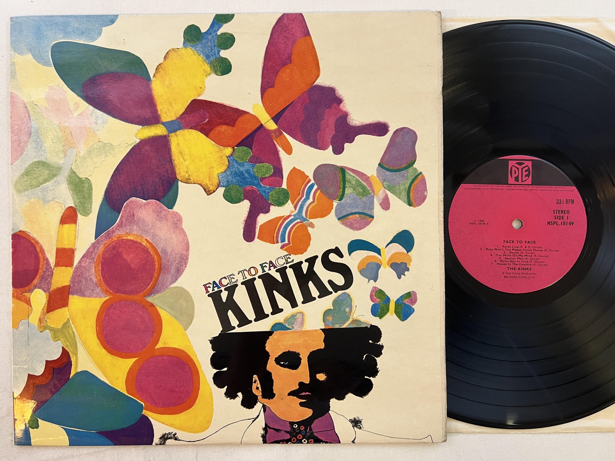 Omslagsbild för skivan KINKS face to face LP -66 UK PYE NSPL 18149