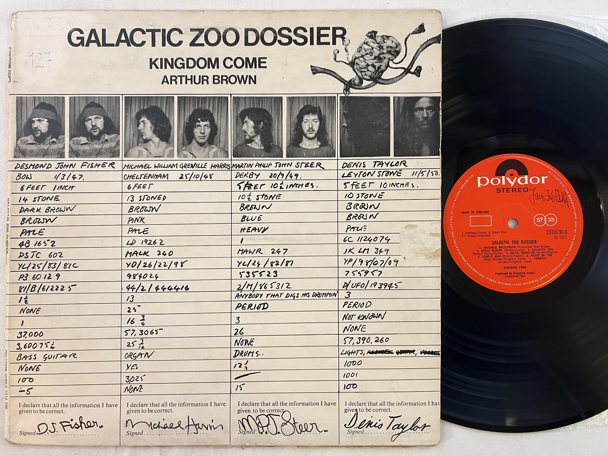 Omslagsbild för skivan KINGDOM COME ARTHUR BROWN Galactic Zoo Dossier LP -71 UK POLYDOR 2310 130