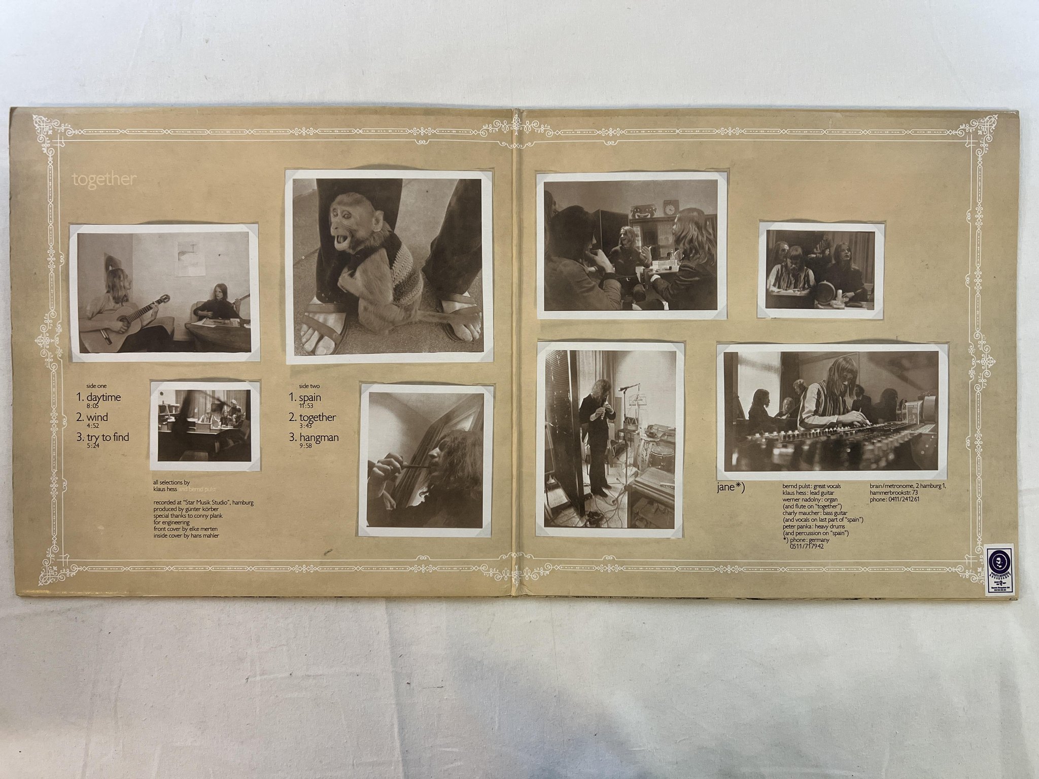 Omslagsbild för skivan JANE together LP -72 Ger BRAIN METRONOME green BRAIN 1002 krautrock