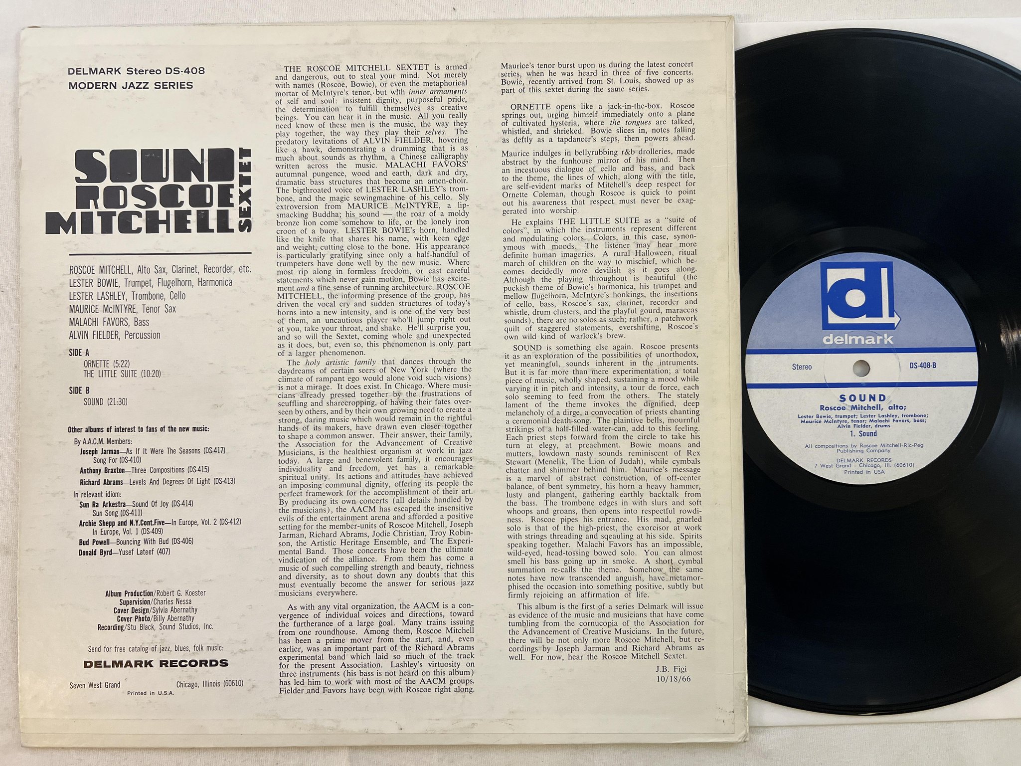 Omslagsbild för skivan ROSCOE MITCHELL SEXTET Sound LP -66 US delmark DS-9408 free jazz