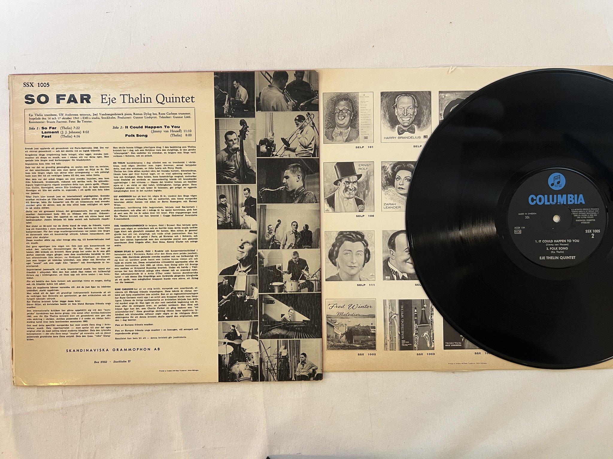 Omslagsbild för skivan EJE THELIN QUINTET so far LP -63 Swe COLUMBIA SSX 1005 w/ promo letter
