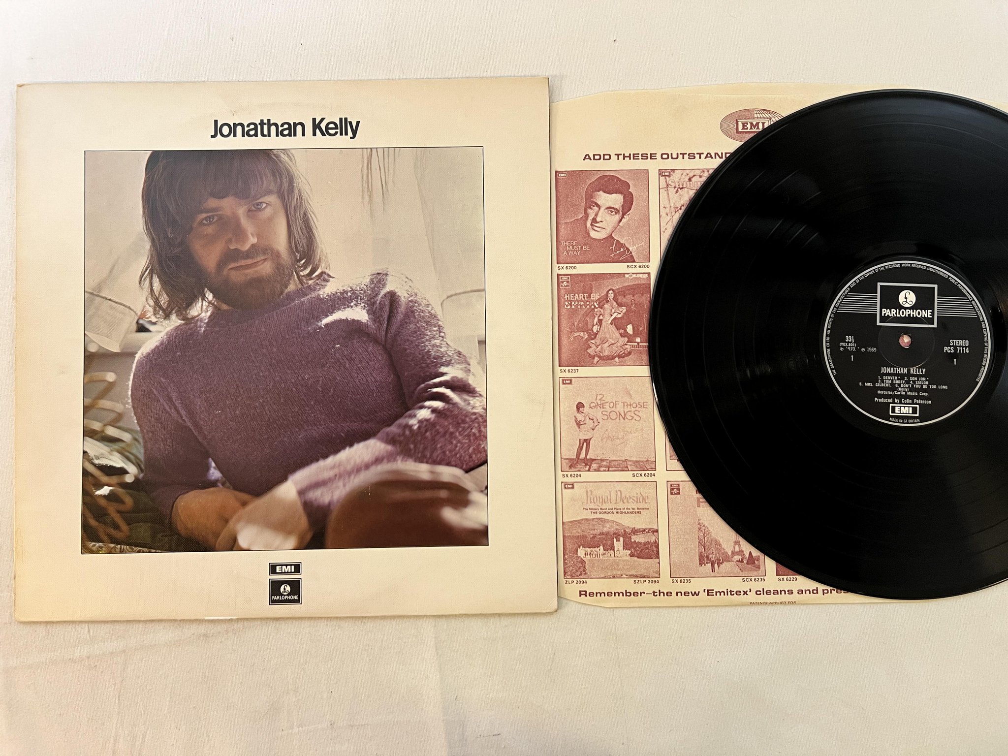 Omslagsbild för skivan JONATHAN KELLY s/t LP -70 UK PARLOPHONE PCS 7114 rare folk rock