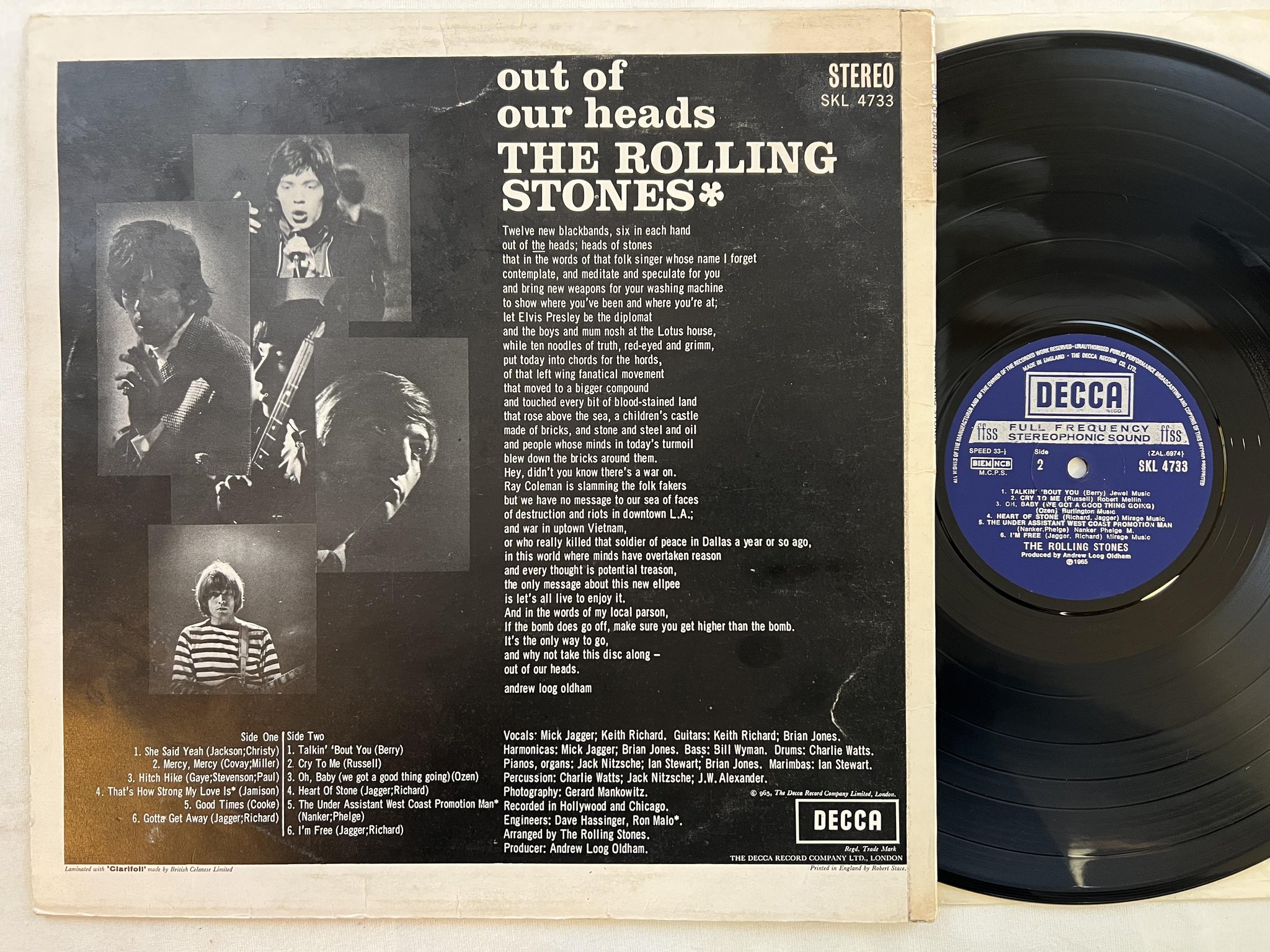 Omslagsbild för skivan THE ROLLING STONES out of our heads LP UK DECCA SKL 4733