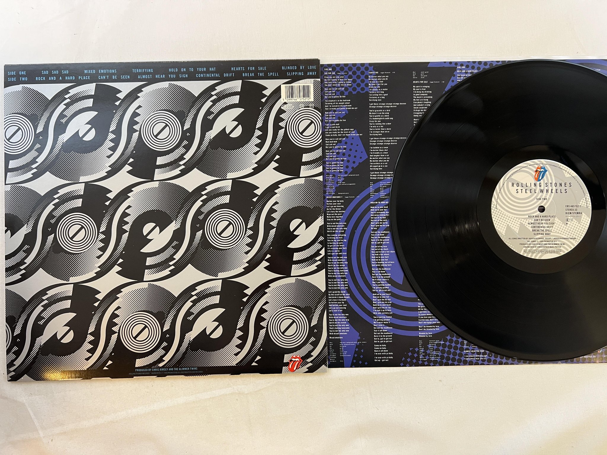 Omslagsbild för skivan THE ROLLING STONES steel wheels LP -89 Hol CBS 465752-1