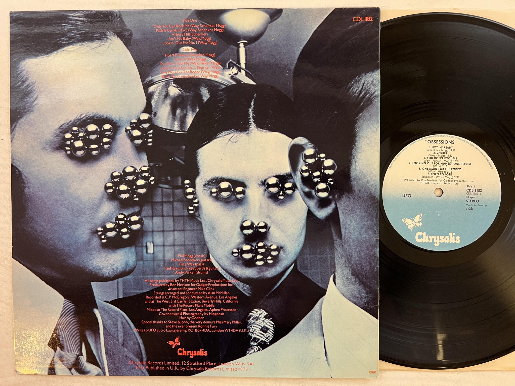 Omslagsbild för skivan UFO obsessions LP -78 Swe CHRYSALIS CDL-1182