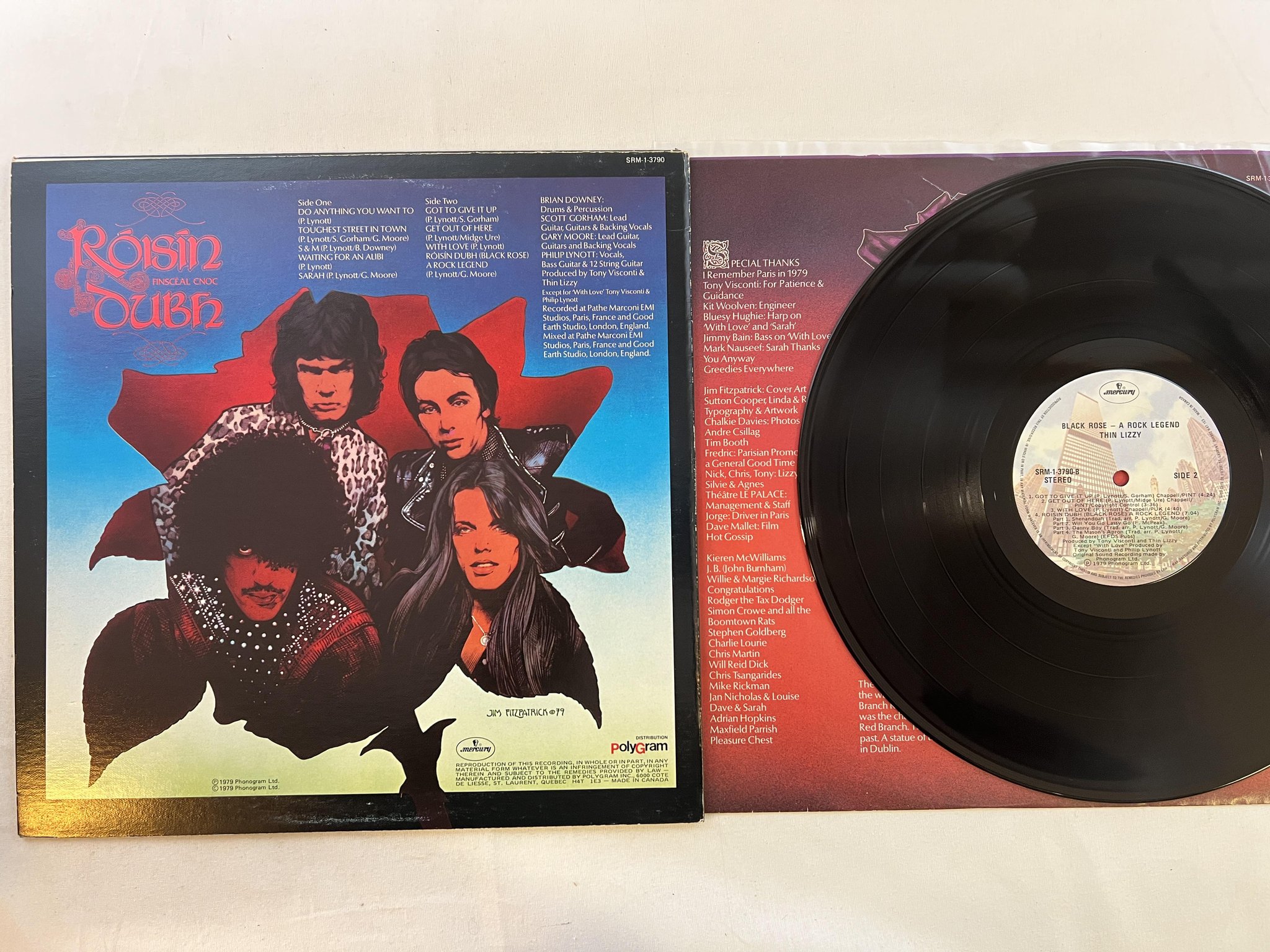Omslagsbild för skivan THIN LIZZY black rose LP -79 Can MERCURY SRM-1-3790