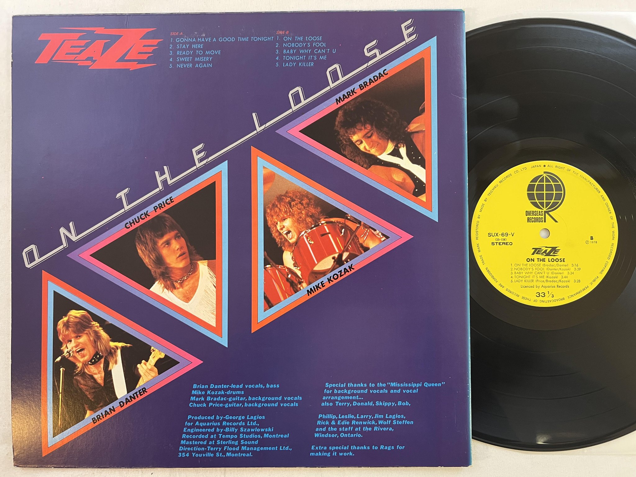 Omslagsbild för skivan TEAZE On The Loose LP -78 JAPAN OVERSEAS SUX-69-V w/ POSTER