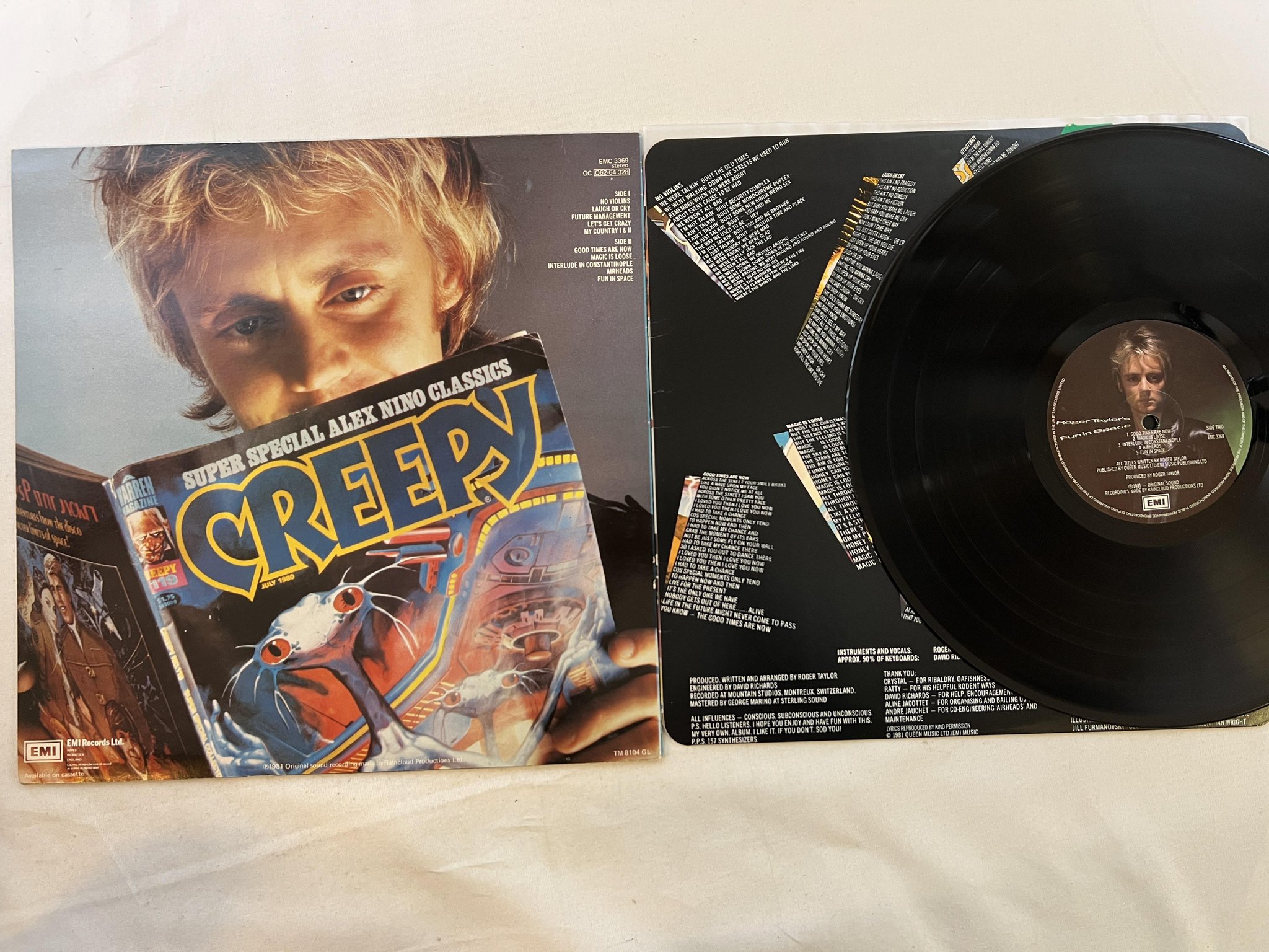 Omslagsbild för skivan ROGER TAYLOR Roger Taylor's Fun In Space LP -81 UK EMI EMC 3369