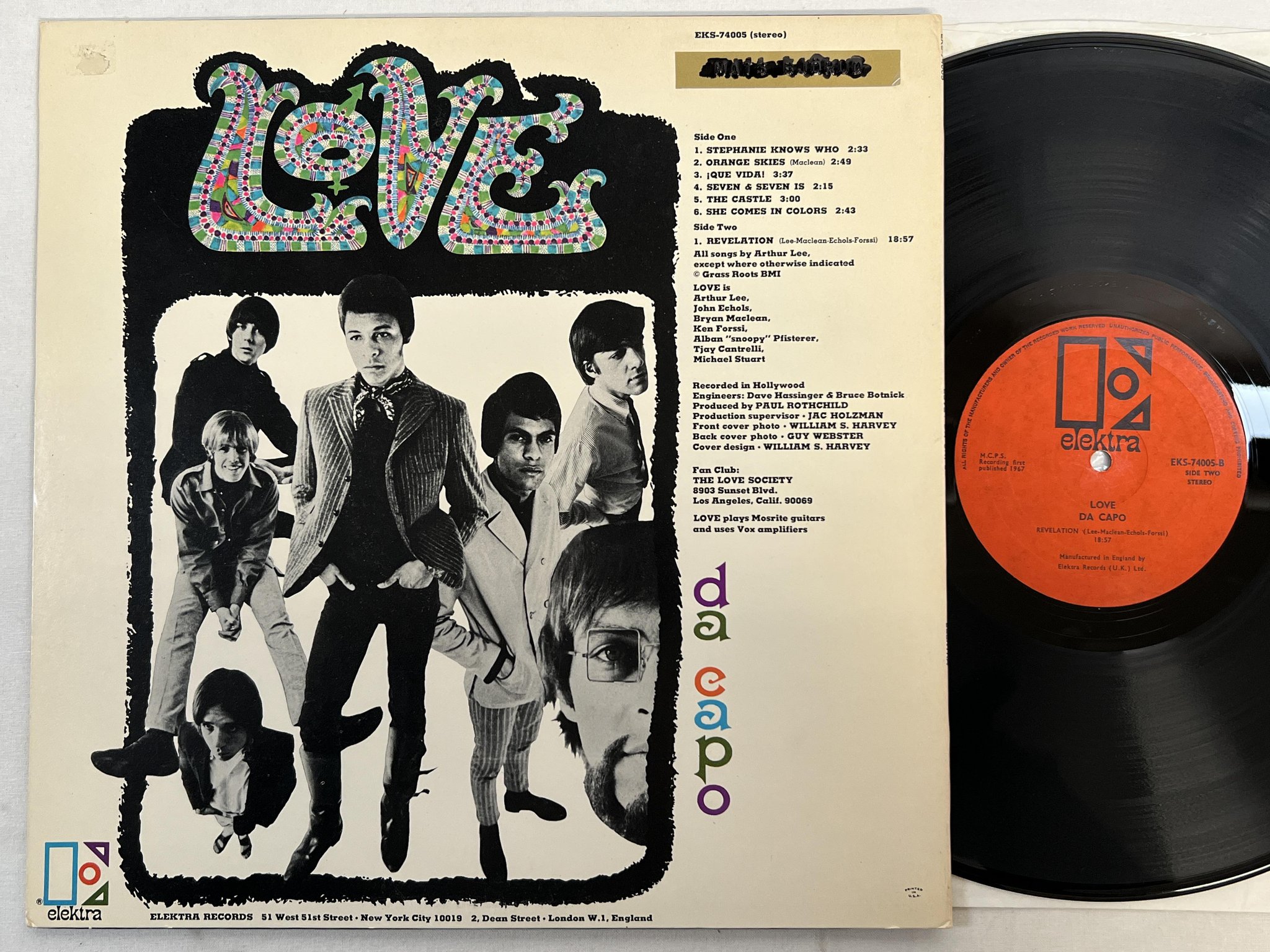 Omslagsbild för skivan LOVE da capo LP -67 US ELEKTRA EKS-74005