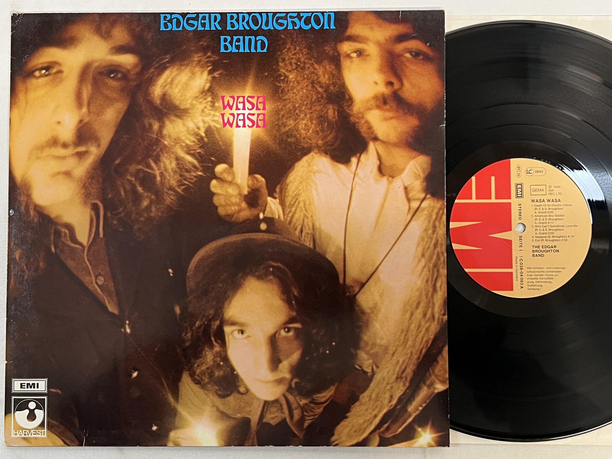 Omslagsbild för skivan THE EDGAR BROUGHTON BAND wasa wasa LP re Ger EMI 1C 038-04083