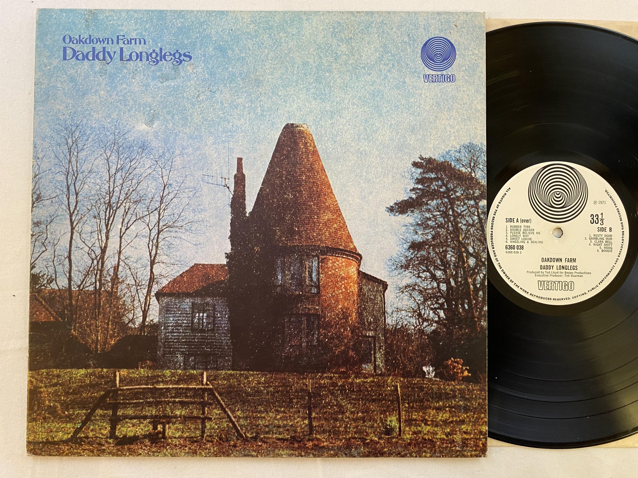 Omslagsbild för skivan DADDY LONGLEGS oakdown farm LP -71 UK VERTIGO 6360038