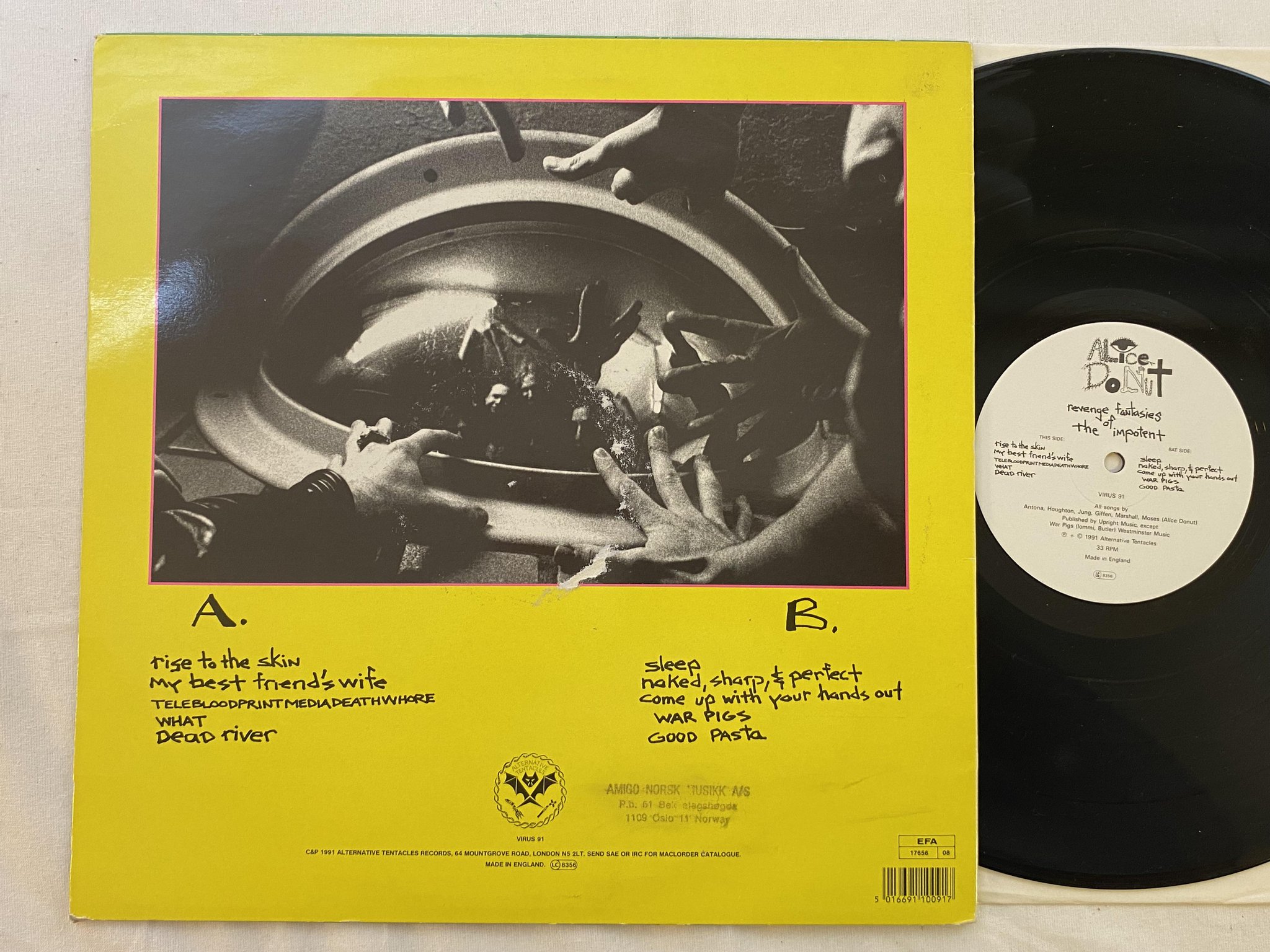 Omslagsbild för skivan ALICE DONUT Donut Comes Alive LP -88 US alternative tentacles VIRUS 61