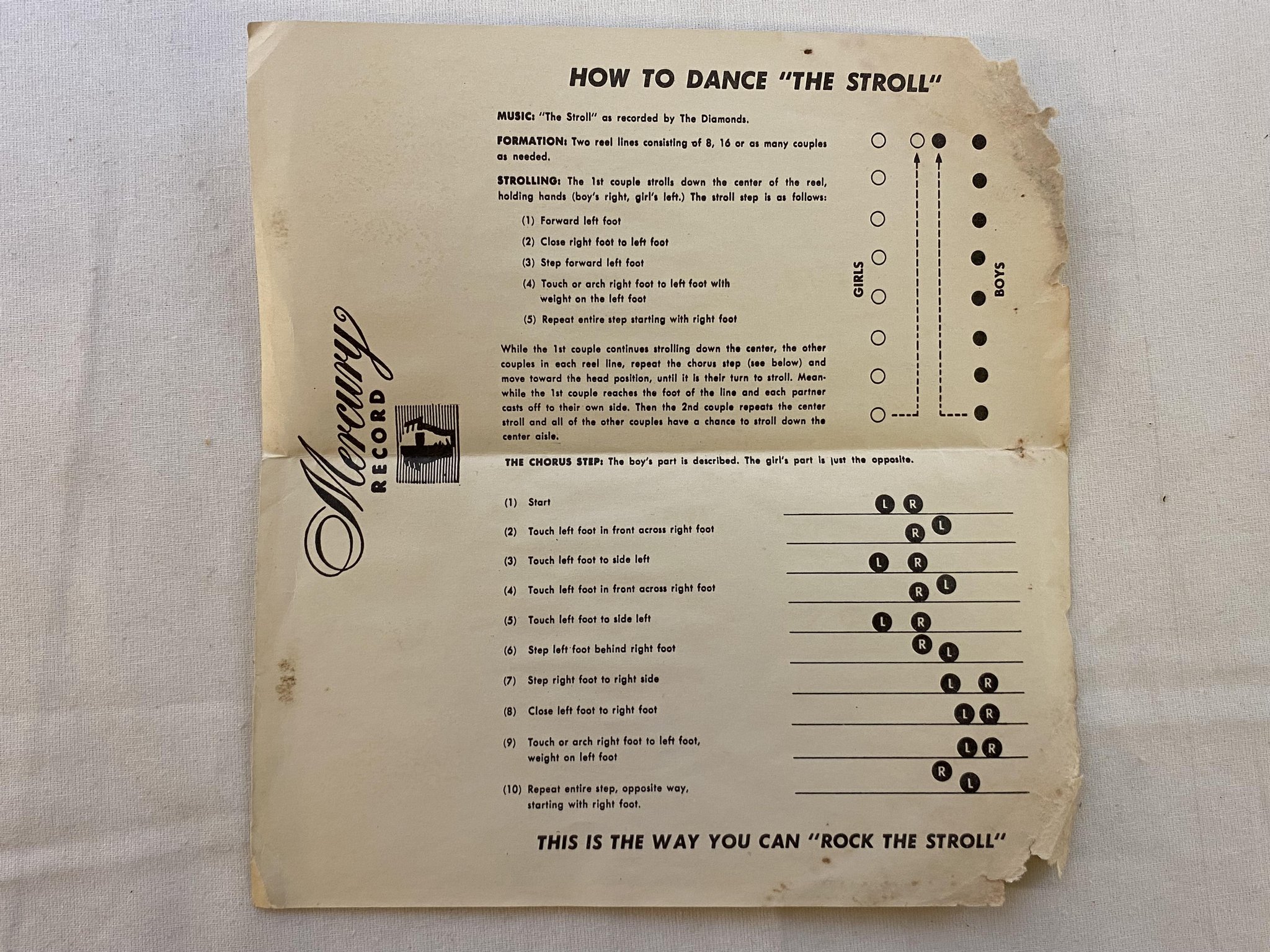 Omslagsbild för skivan THE DIAMONDS the stroll 7"single -57 Norway MERCURY ** ultra rare pressing **