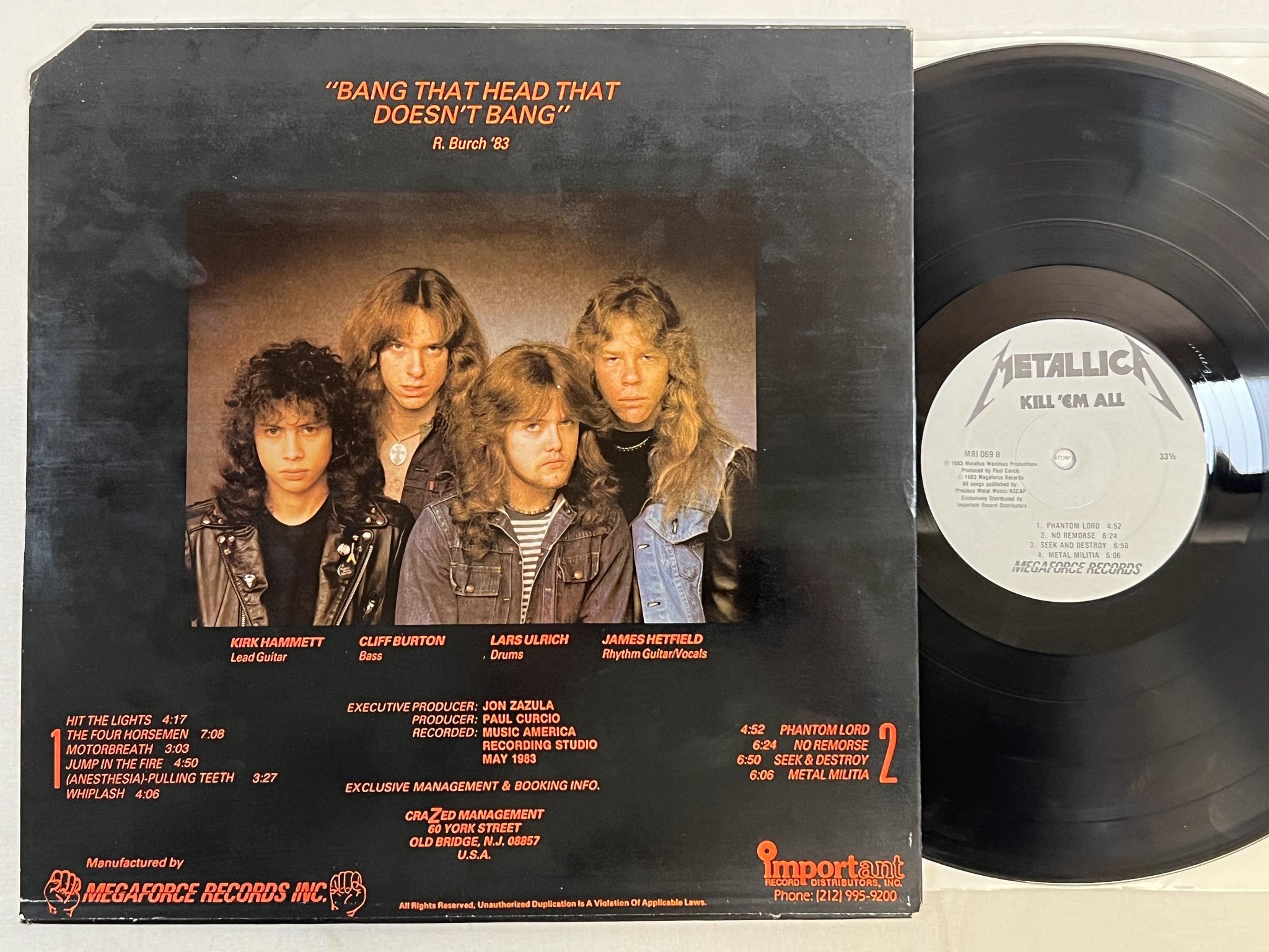 Omslagsbild för skivan METALLICA kill 'em all LP -83 US MEGAFORCE MRI 069 ** EMW Pressing **
