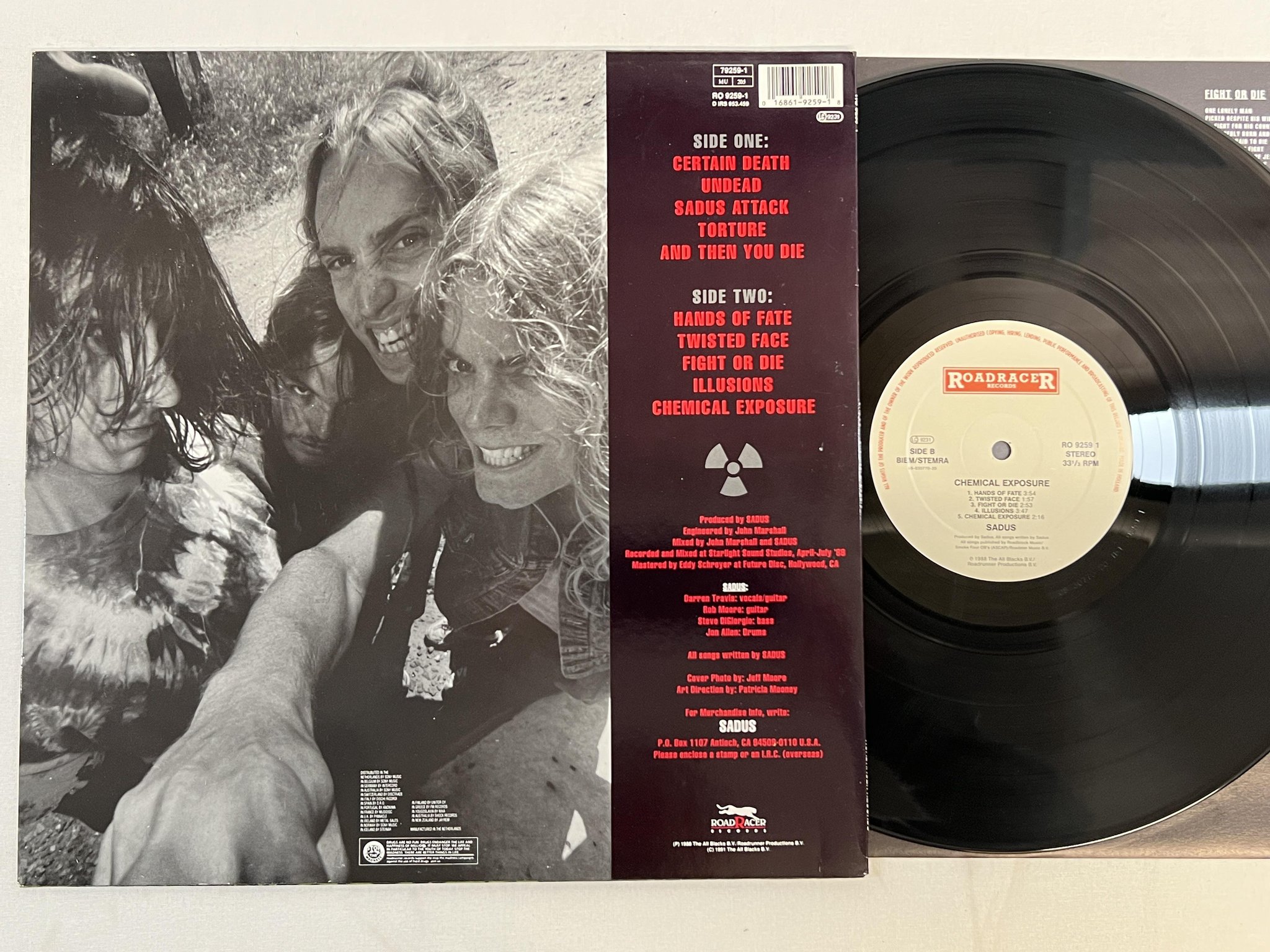 Omslagsbild för skivan SADUS Chemical Exposure LP -91 Hol ROADRACER RO 9259-1 ** death metal **