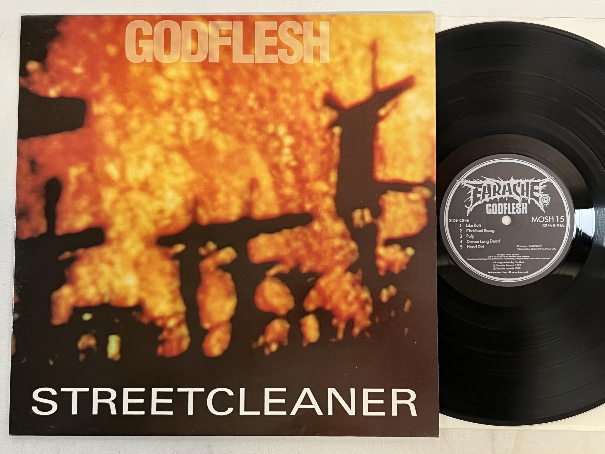 Omslagsbild för skivan GODFLESH Streetcleaner LP -89 UK earache MOSH 15