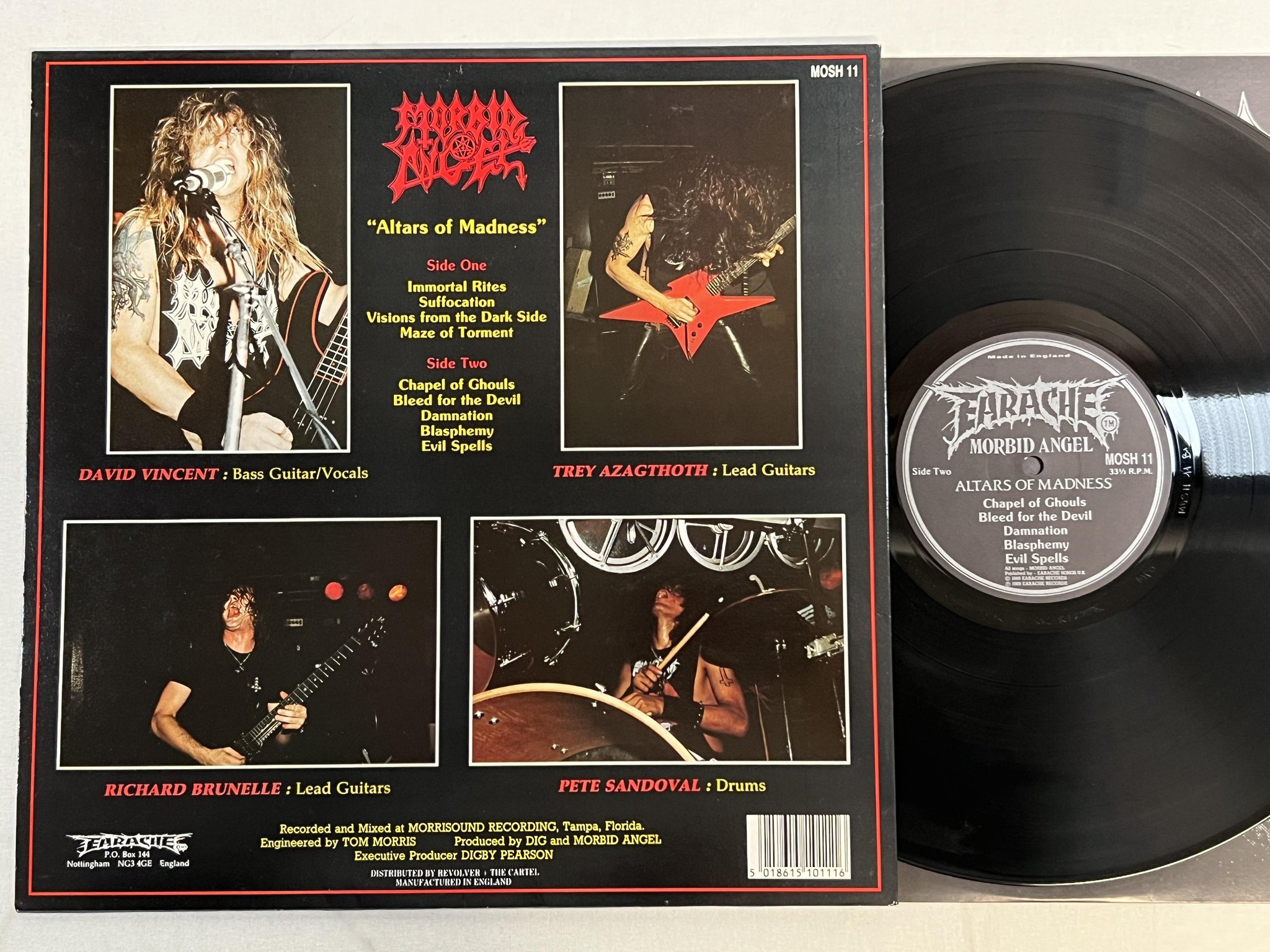 Omslagsbild för skivan MORBID ANGEL altars of madness LP -89 UK EARACHE MOSH 11 ** death metal **
