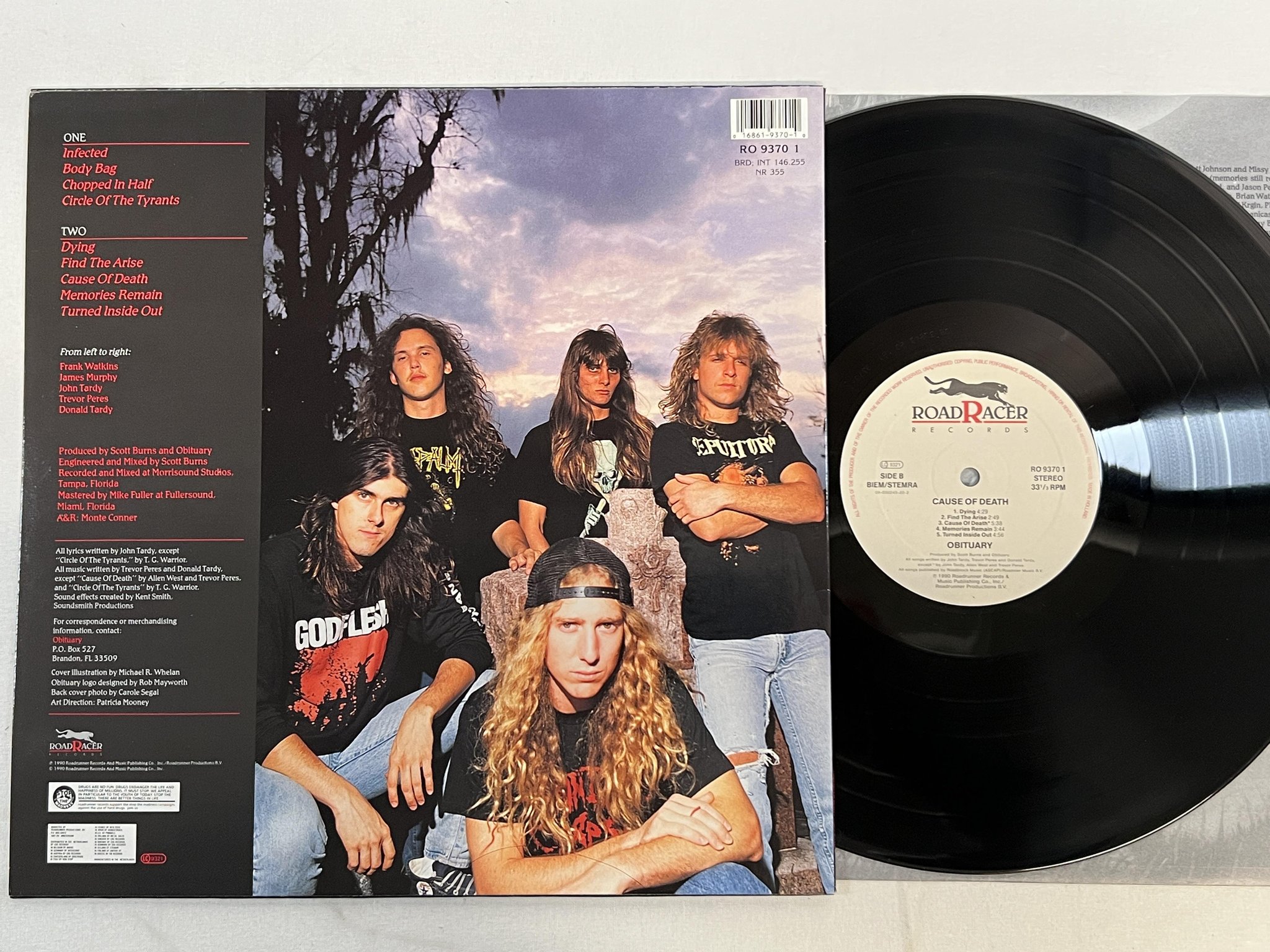 Omslagsbild för skivan OBITUARY Cause Of Death LP -90 roadracer RO 9370 1 ** death metal **
