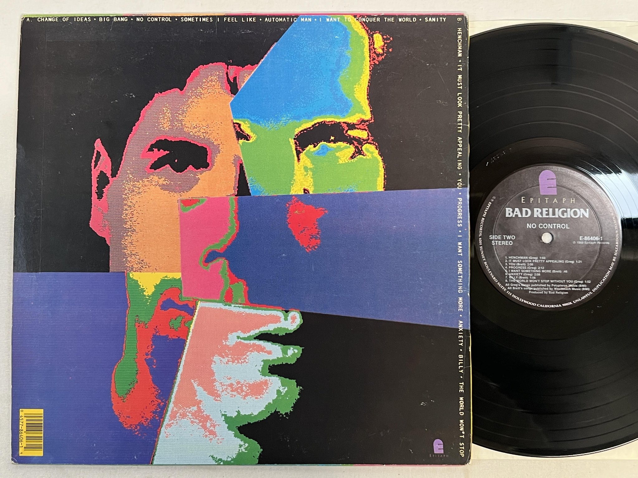 Omslagsbild för skivan BAD RELIGION No Control LP -89 US EPITAPH E-86406-1 ** PUNK **