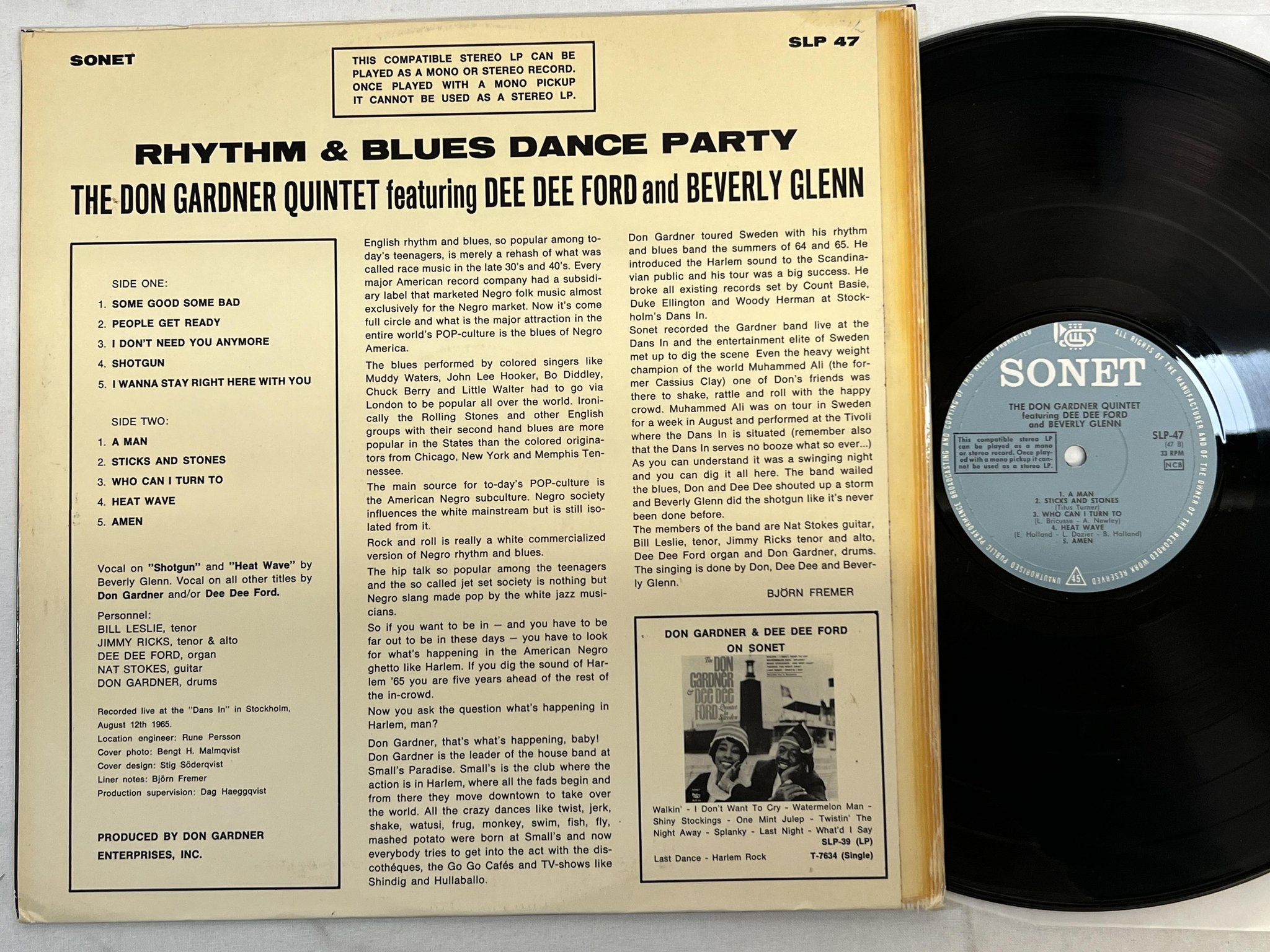 Omslagsbild för skivan THE DON GARDNER QUINTET rhythm & blues dance party LP -65 SONET SLP-47