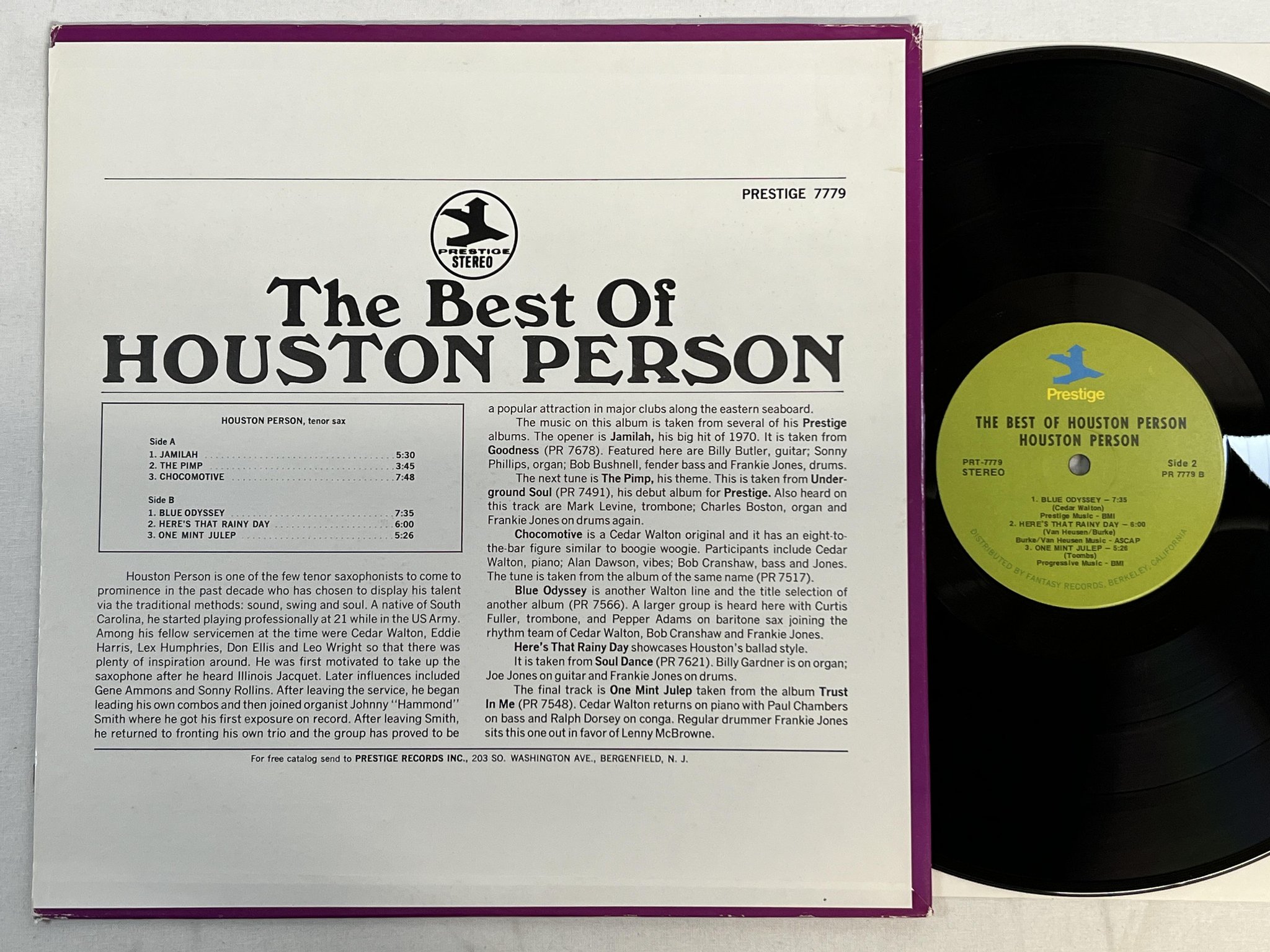 Omslagsbild för skivan HOUSTON PERSON the best of LP US PRESTIGE PR 7779