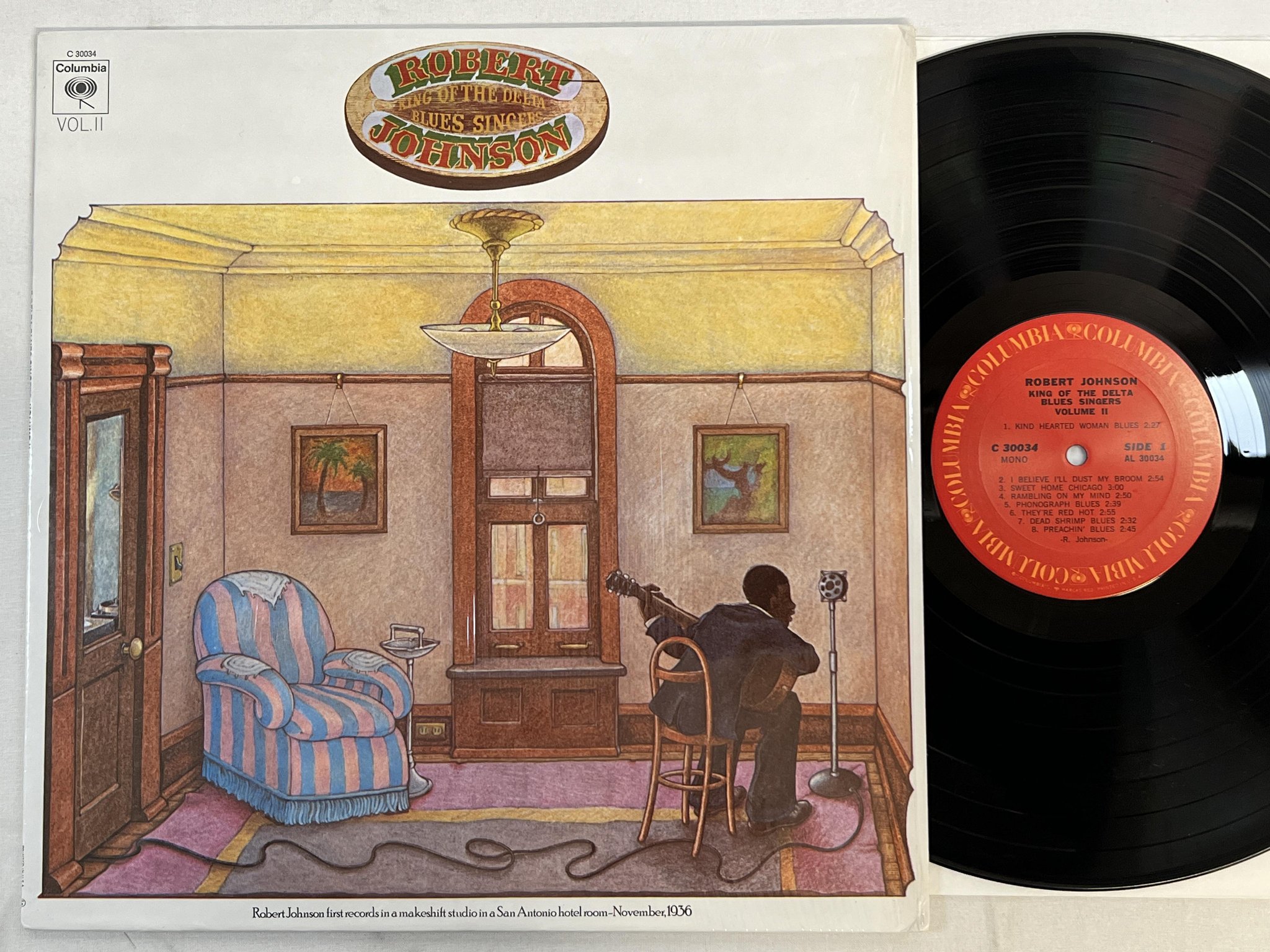 Omslagsbild för skivan ROBERT JOHNSON king of the delta blues LP US COLUMBIA mono C 30034