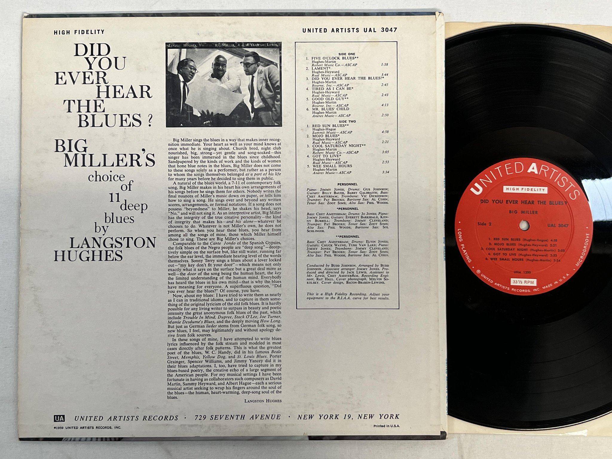 Omslagsbild för skivan BIG MILLER did you ever hear the blues? LP -59 US UNITED UAL 3047 deep groove