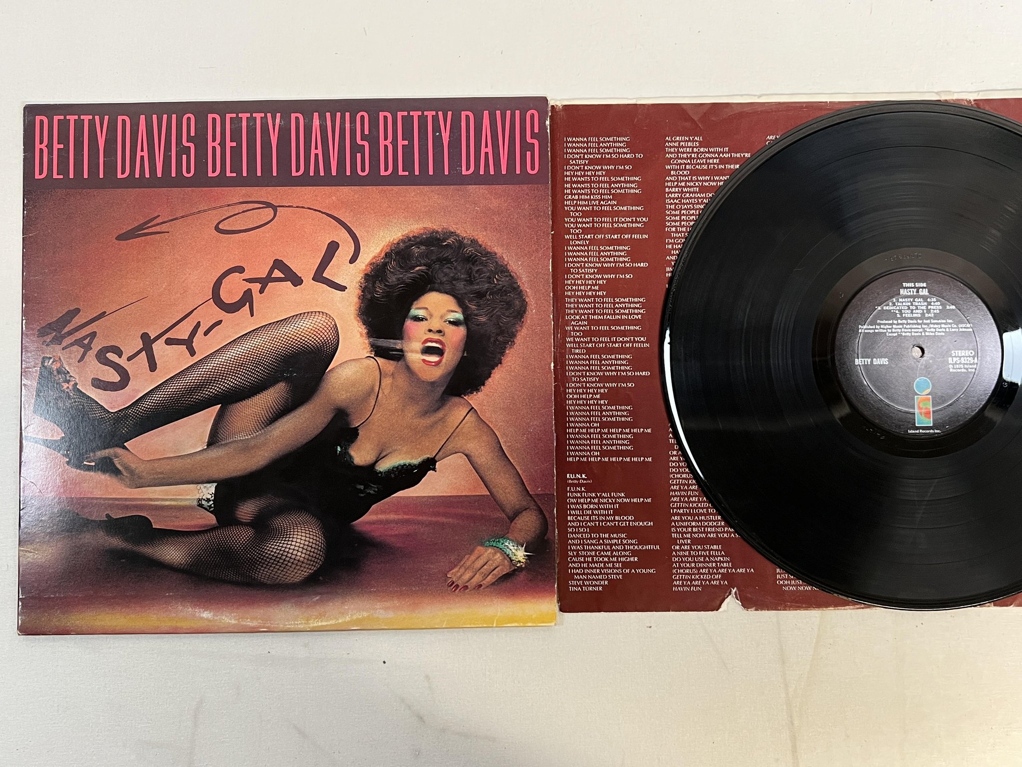 Omslagsbild för skivan BETTY DAVIS nasty gal LP -75 US ISLAND ILPS 9329 ** killer album **