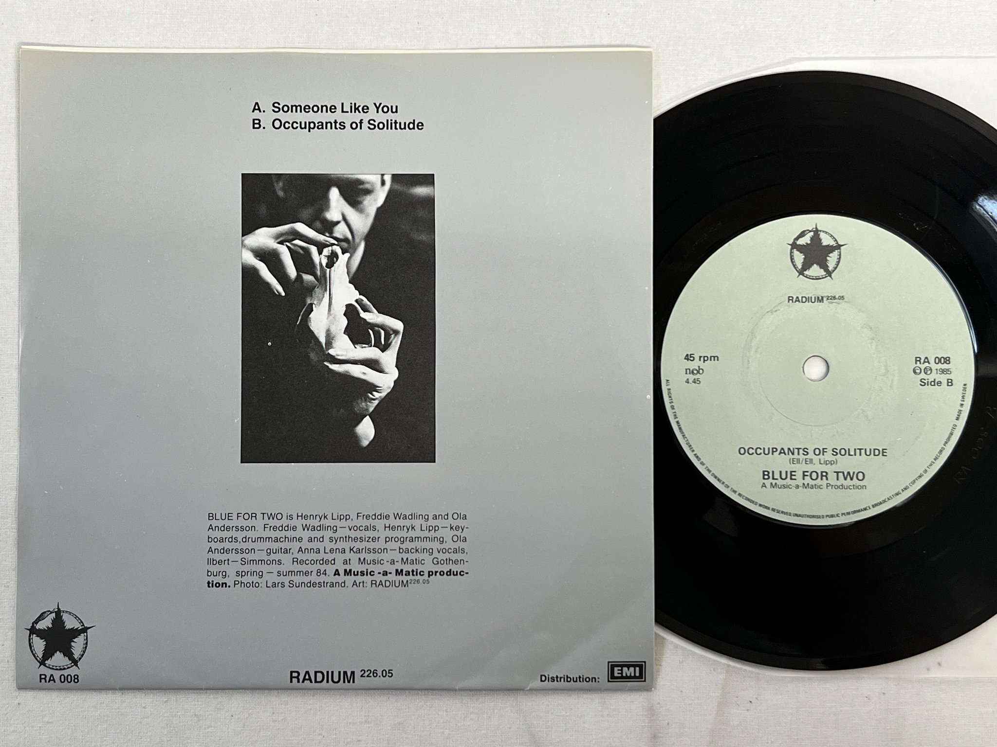 Omslagsbild för skivan BLUE FOR TWO Someone Like You 7"single -85 radium ra-008