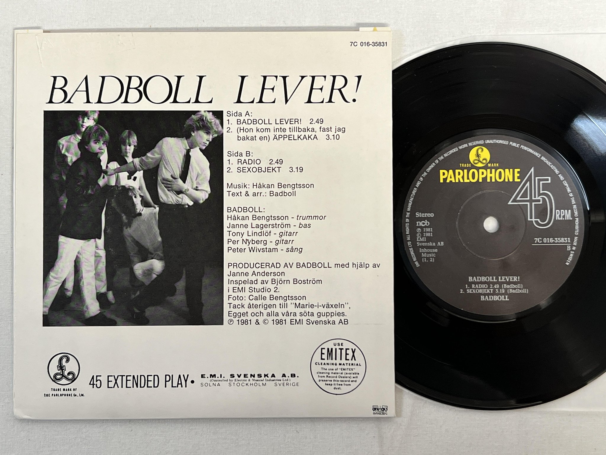 Omslagsbild för skivan BADBOLL lever! 7"single -81 PARLOPHONE 7C 016-35831