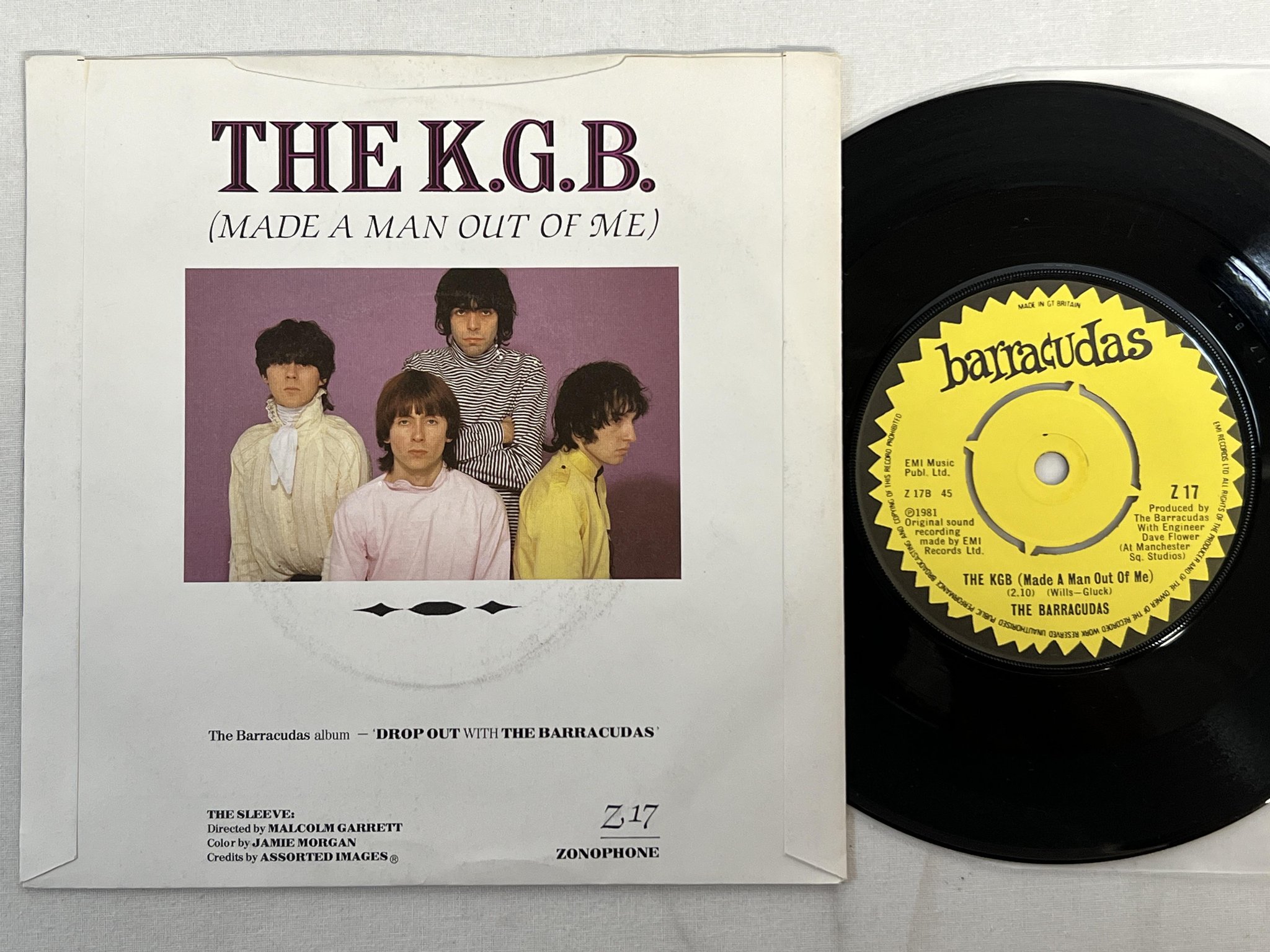 Omslagsbild för skivan THE BARRACUDAS I can't pretend 7"single -81 UK EMI Z 17