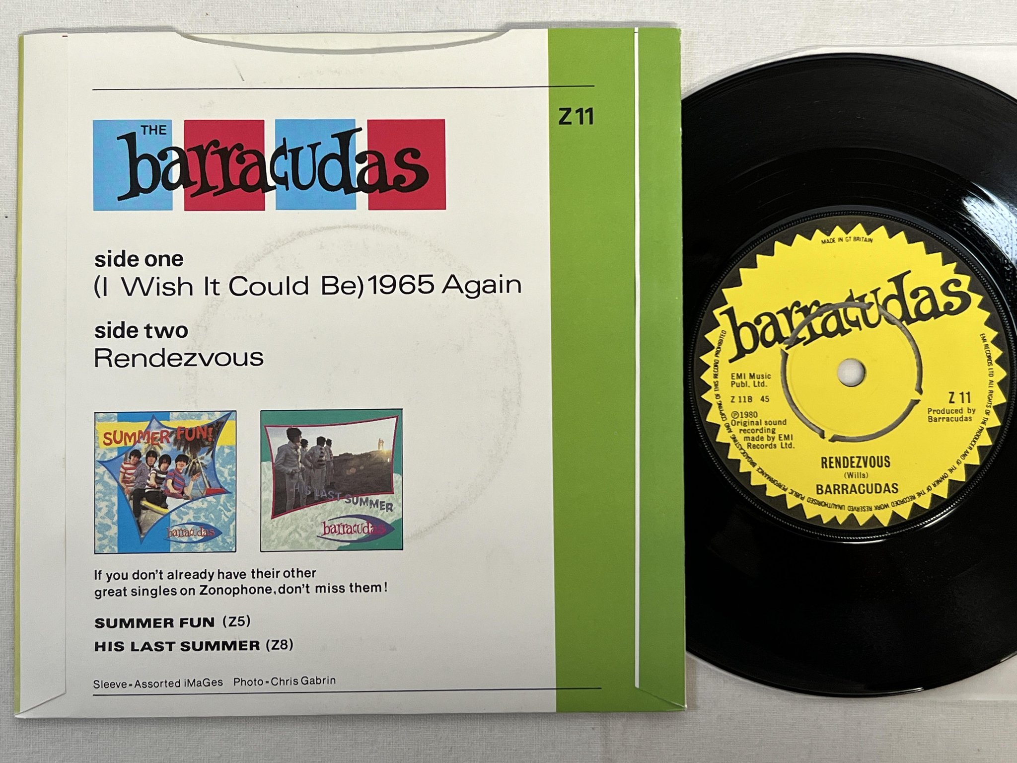 Omslagsbild för skivan THE BARRACUDAS (I wish it could be) 1965 again 7"single -80 UK EMI Z 11