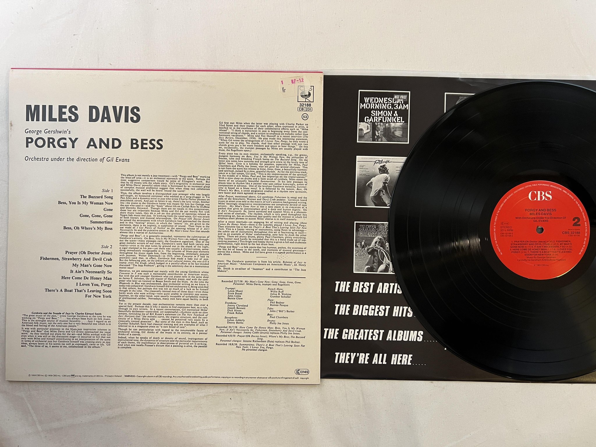 Omslagsbild för skivan MILES DAVIS Porgy & Bess LP re Hol CBS 32188