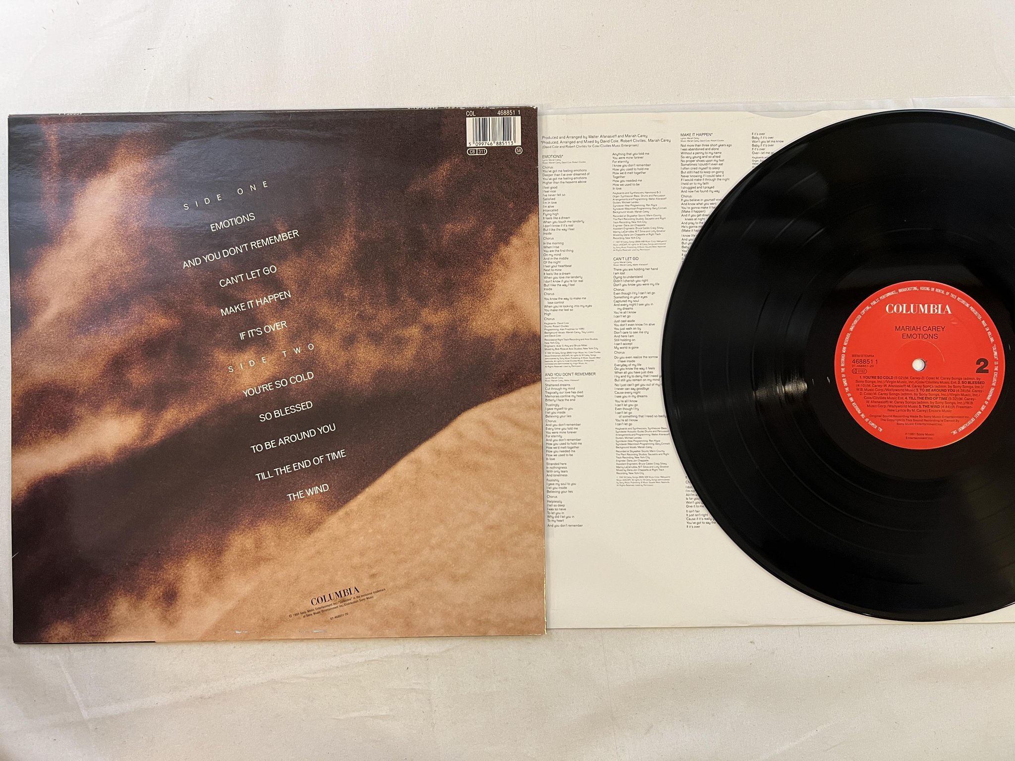 Omslagsbild för skivan MARIAH CAREY emotions LP -91 Hol COLUMBIA 468851 1