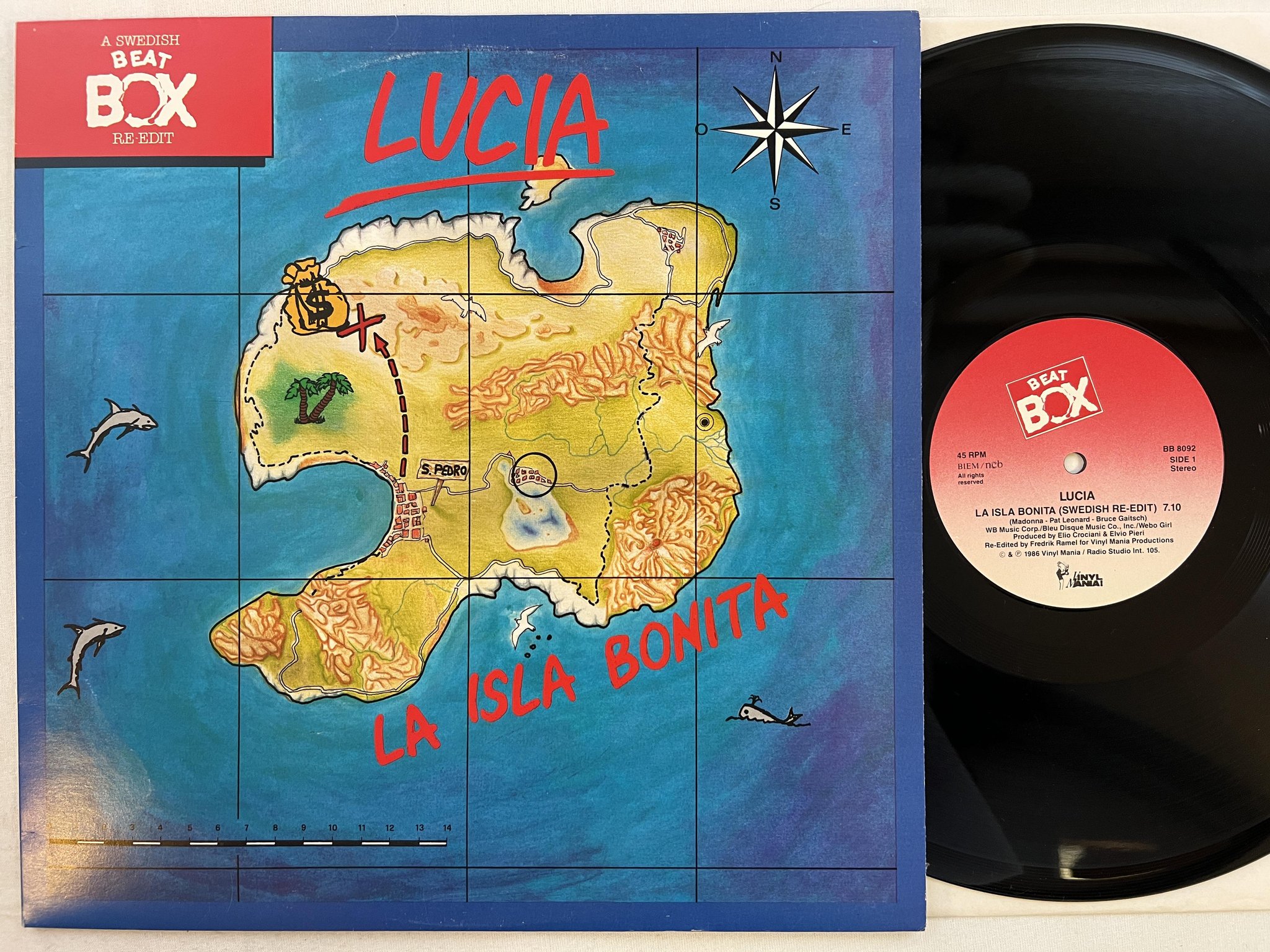 Omslagsbild för skivan LUCIA La Isla Bonita (A Swedish Beat Box Re-edit) 12" -86 BEAT BOX BB 8092