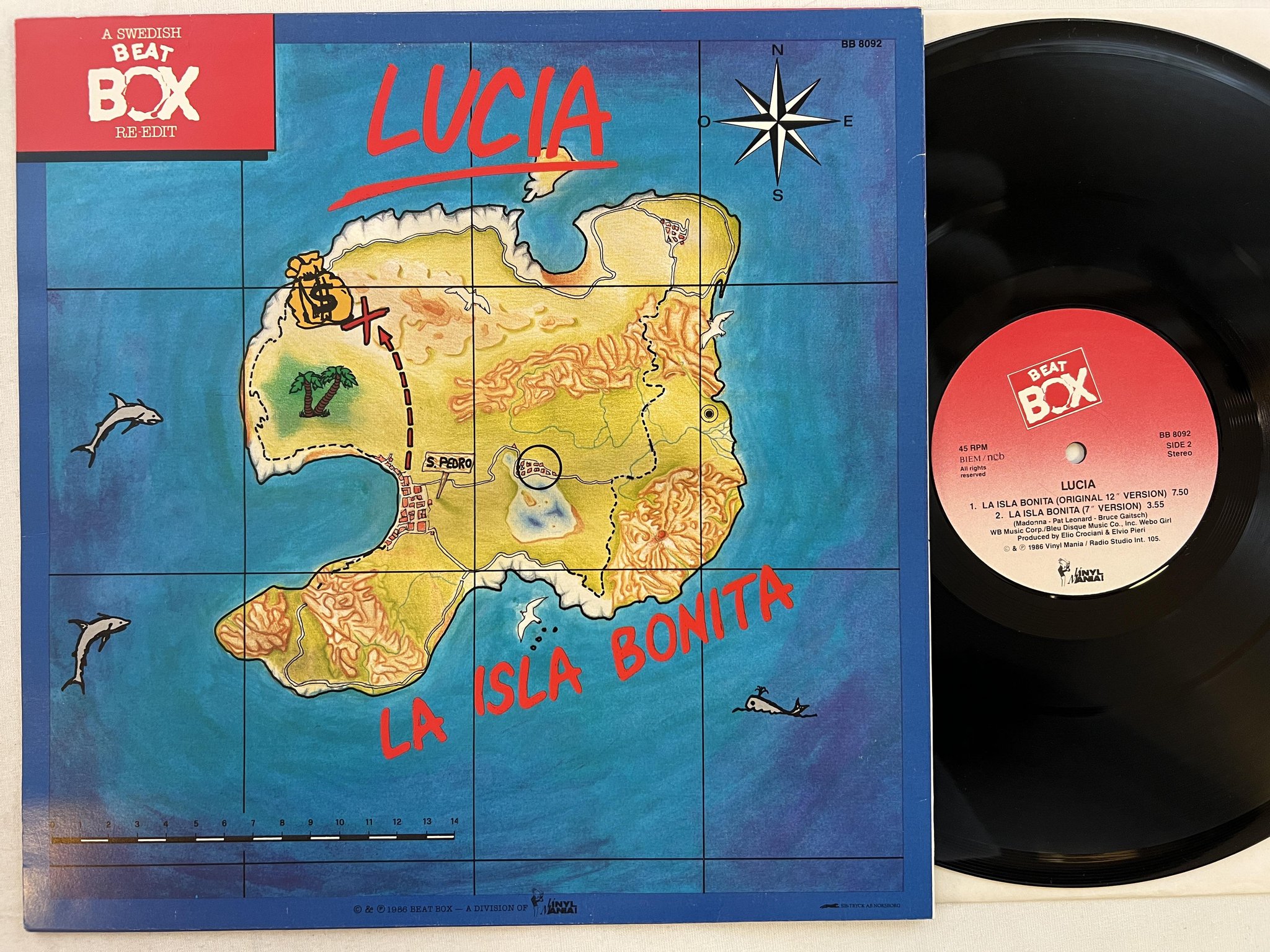 Omslagsbild för skivan LUCIA La Isla Bonita (A Swedish Beat Box Re-edit) 12" -86 BEAT BOX BB 8092