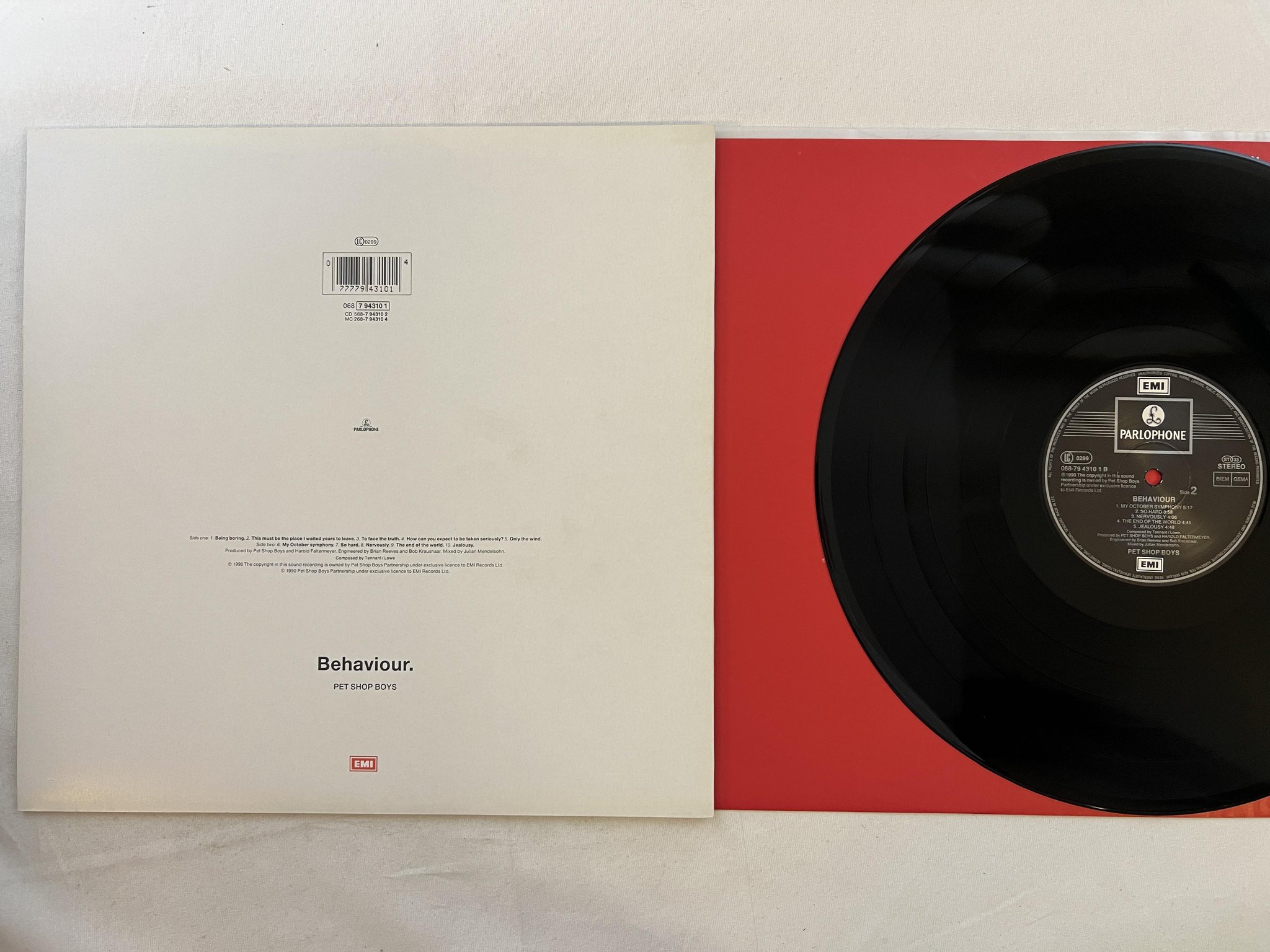 Omslagsbild för skivan PET SHOP BOYS behaviour LP -90 EMI/PARLOPHONE 068-7943101