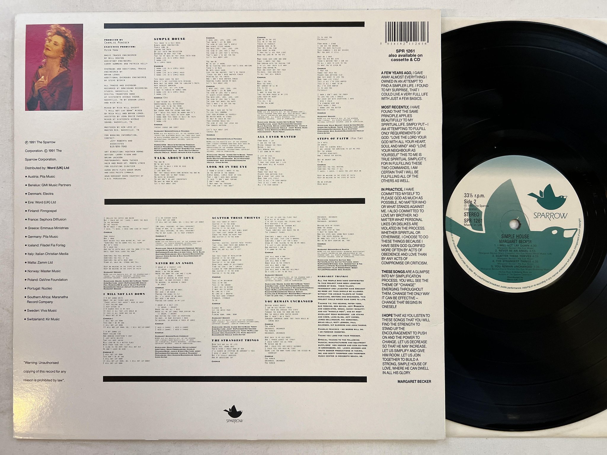 Omslagsbild för skivan MARGARET BECKER Simple House LP -91 SPARROW SPR 1261